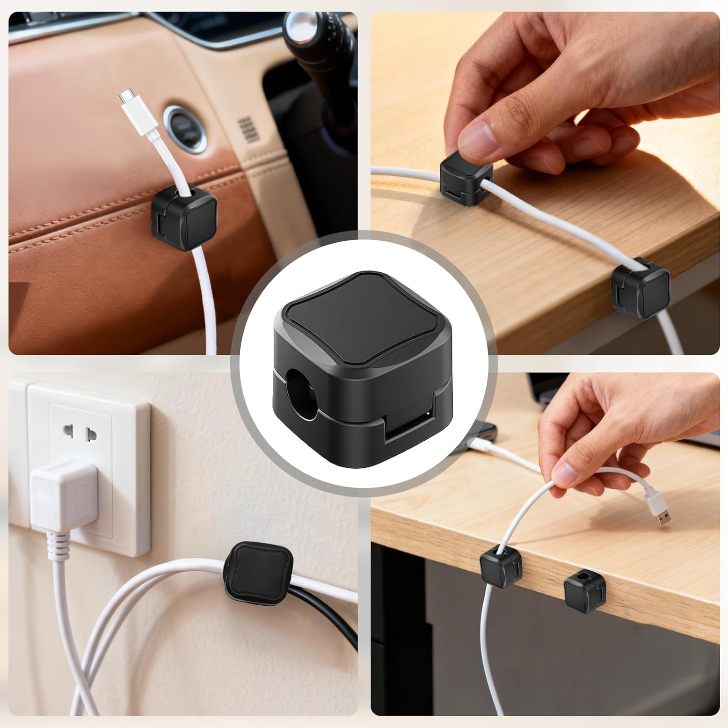 16 Pcs Magnetic Cable Clips Holder, Cord Holder Organizer, Adhesive Management Cable Organiser for Desk Accessories, Wire Keeper for Wire Phone USB Charger Cable Wall Car Nightstand Office Home image number 4