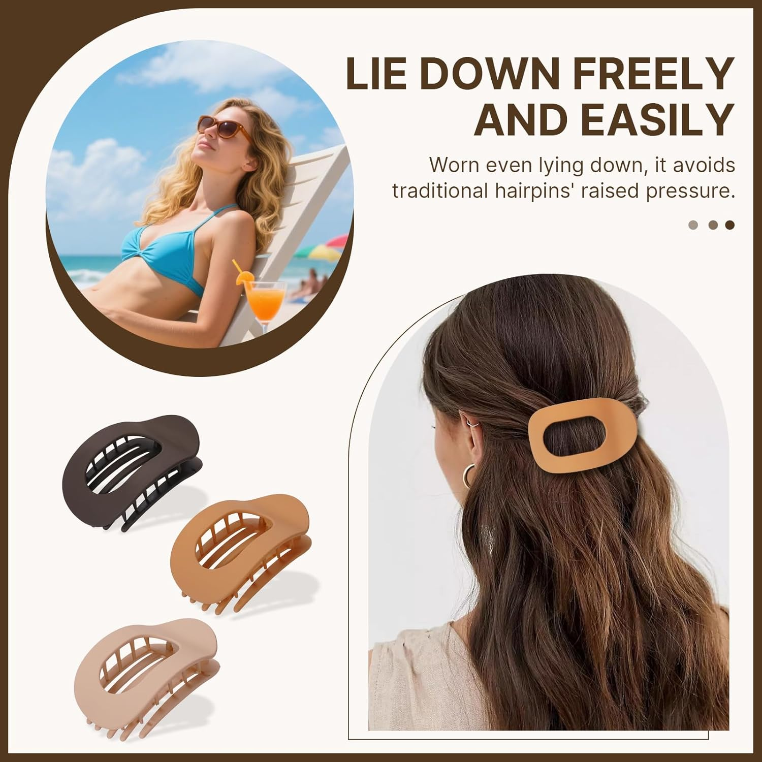 Pack of 4 Hair Clips for Women, Tumurup Hair Claw Large Flat Hair Clips for Women, Hair Clip Flat, Strong Hold Women'S Hair Clips, for Thin and Thick Hair image number 1