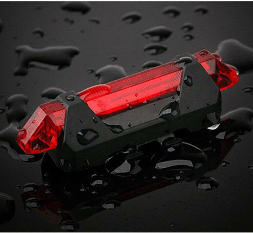USB Rechargeable 5 Tail LED Bicycle Tail Light Warning Red image number 6