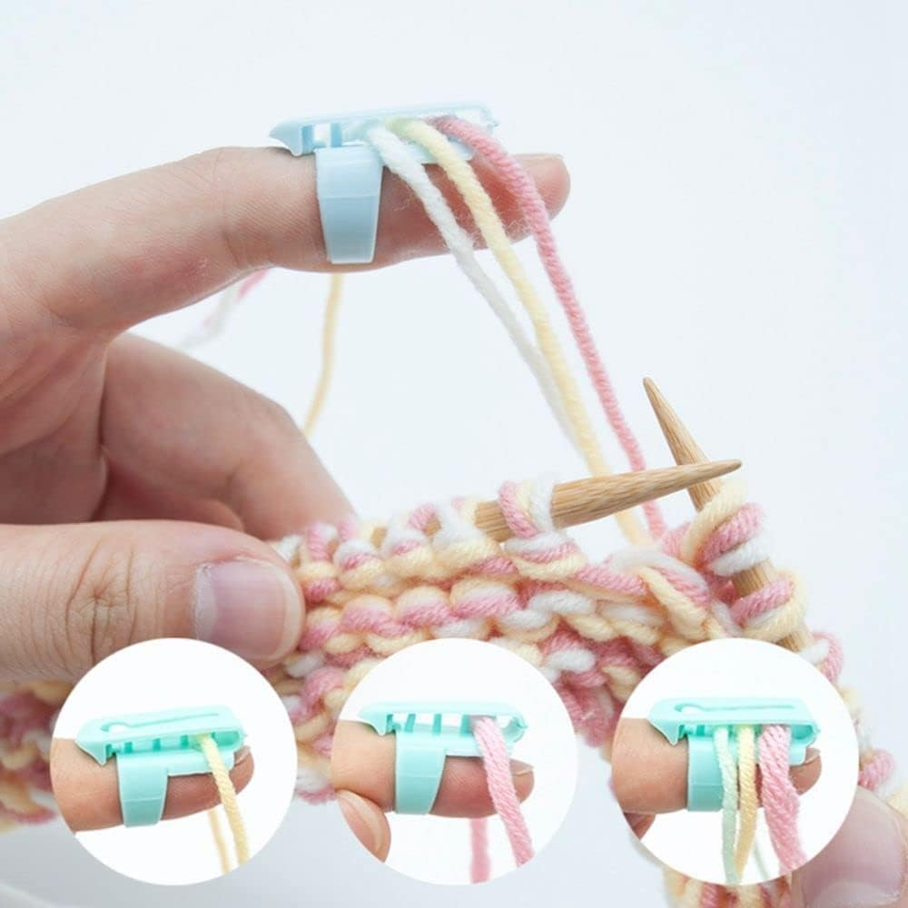 Plastic Weaving Cream Thread Guide, 8Pcs Yarn Guide Finger Holder Knitting Thimble Tool Plastic Yarn Guide,Yarn Guide Finger Holder Knitting Thimble Tool,Plastic Yarn Guide Separated Yarns Tools