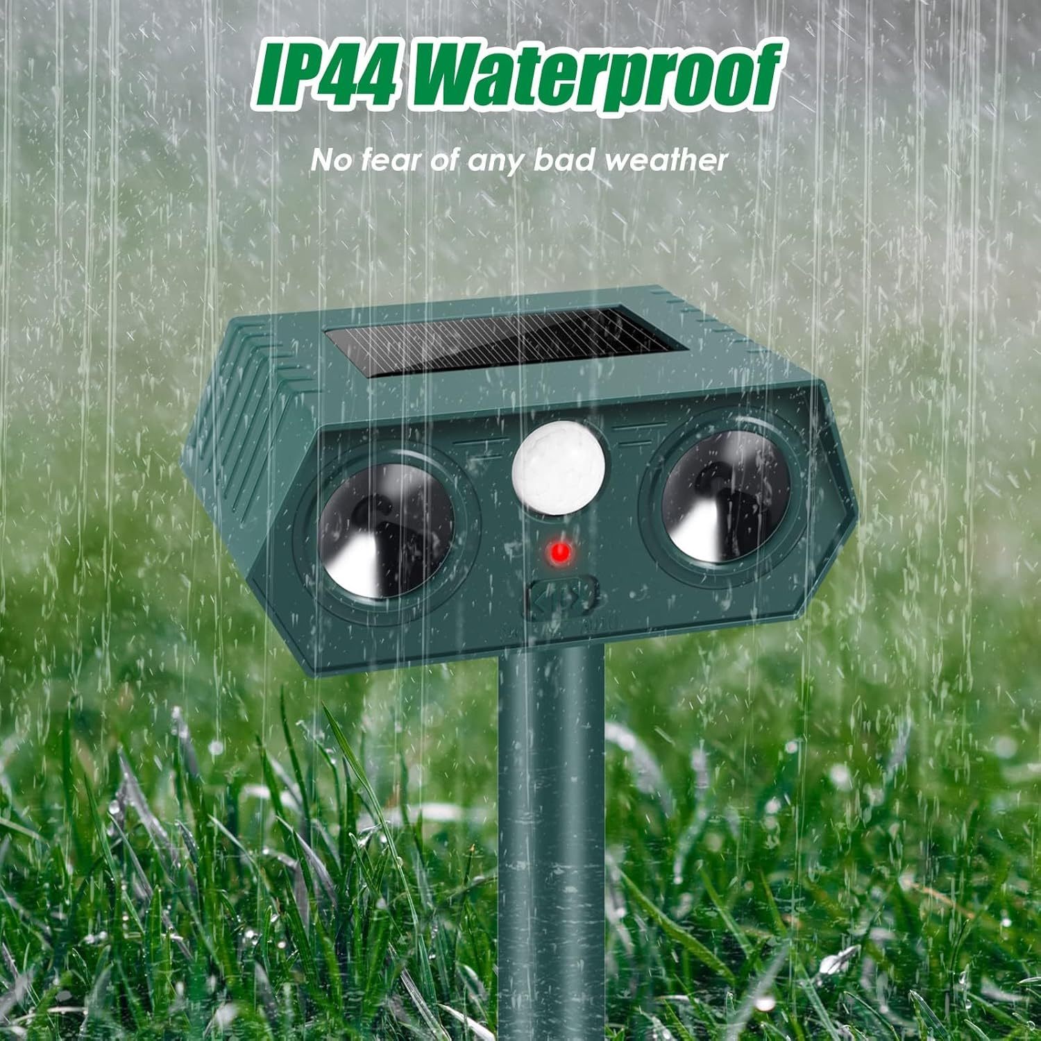 ​Cyperever Solar Powered Ultrasonic Animal Repeller Outdoor, Cat Repellent Possum Deterrent Bird Deterrent Snake Repellent, Motion Sensor & Dual Speakers for Dogs Foxes Rodents​​ 4 Pack image number 2