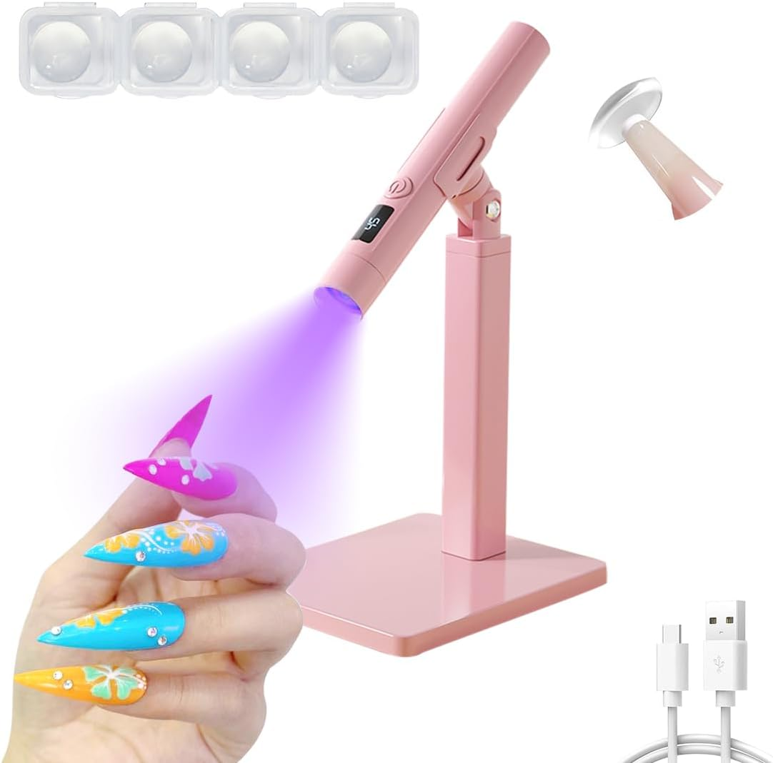 Handheld UV Light for Nails,Rechargeable Portable UV Nail Lamp,Mini Nail Dryer LED Light with 2-Timer Modes and Magnetic Stand,Fast Curing, Suitable for Home DIY Manicure