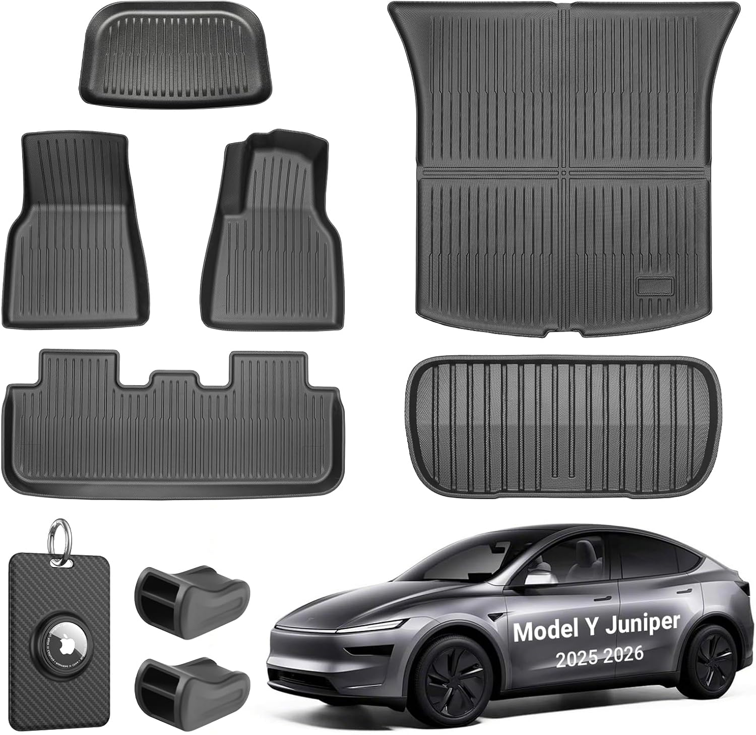 Ixtra 2025 2026 New RHD Floor Mats for Tesla Model Y Juniper 5-Seater, All Weather Anti-Slip TPE Waterproof Front & Rear Trunk Mats Cargo Liners Accessories, Set of 6 (6 Pcs) image number 1