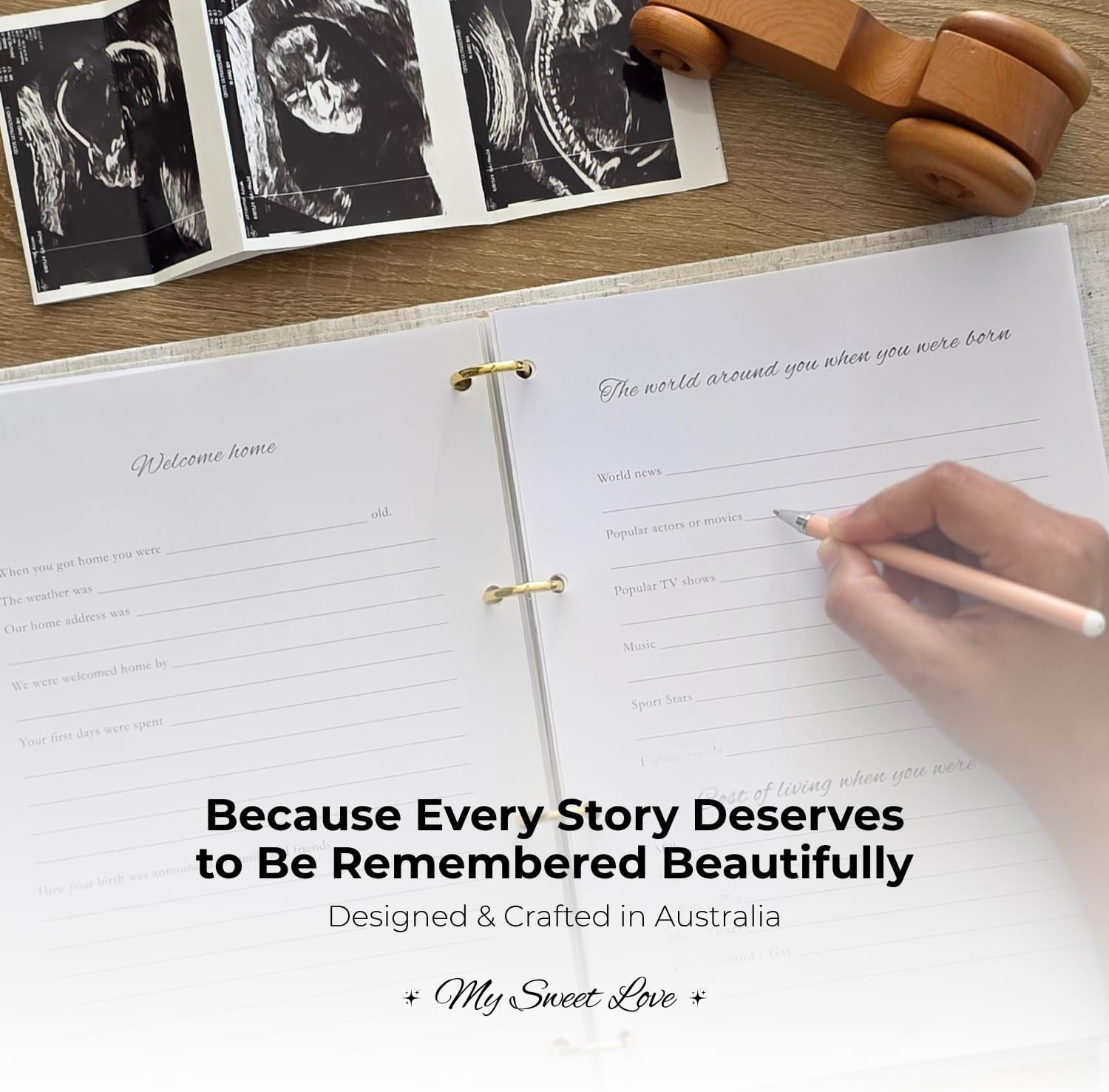 Little One Baby Journal &ndash; Premium Linen Baby Keepsake Binder from Pregnancy to 5 Years | Capture Every Milestone, Moment & Memory | Elegant Gender-Neutral Baby Memory Book for Mums & Gifts image number 4