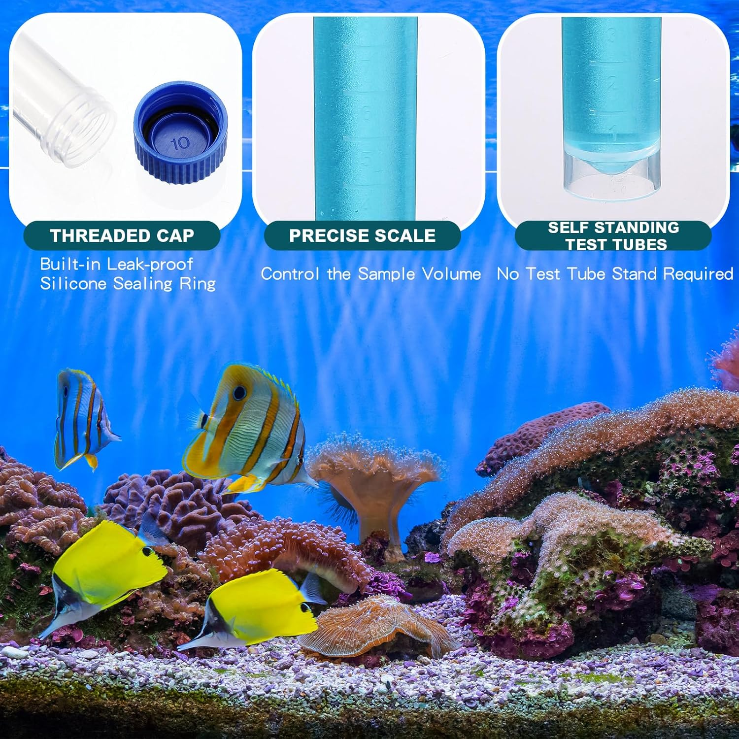 Konohan 12 Pcs Replacement Test Tubes for Aquarium Test Kits, 10Ml Plastic Frozen Self Standing Test Tubes with Scale Line for Aquarium Water Testing image number 4