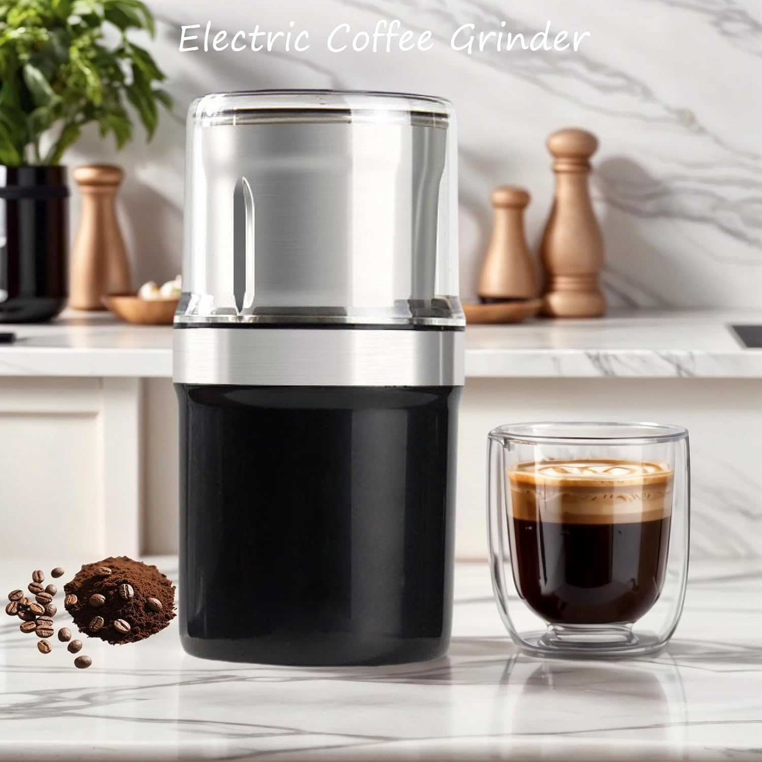 Electric Coffee Grinder & Herb Grinder, Spice Grinder | 3.5Oz /100G Capacity | 200W | Stainless Steel Blade | One-Touch Control | Multigrinder for Home, Kitchen, Camping (Dual Blade Set) image number 6