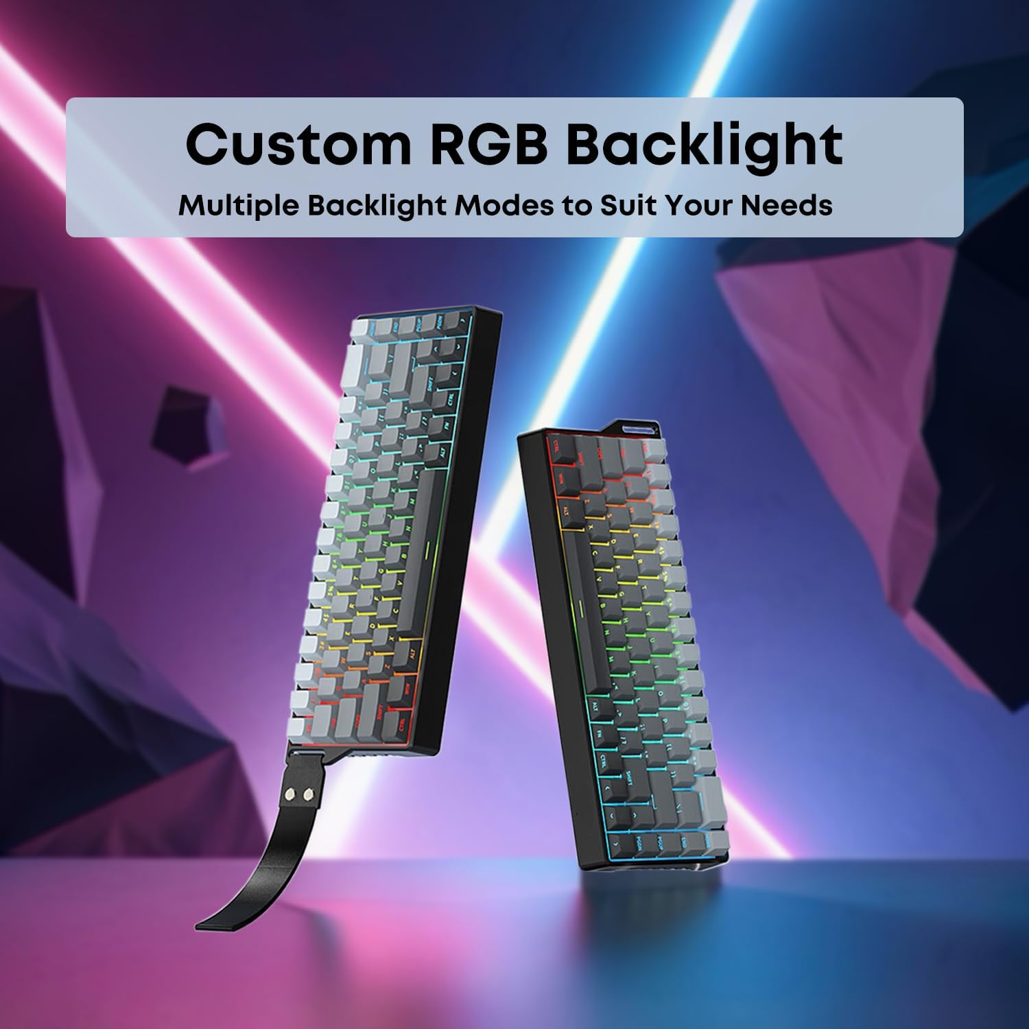 60% Wireless Mechanical Keyboard, MACHNIVO K15 68 Keys PC Gaming Keyboard, 2.4Ghz/Bluetooth/Usb-C, RGB Hot Swappable Side Printed Keyboard Compatible with Windows/Mac (Linear Ivory Switch, Black) image number 1