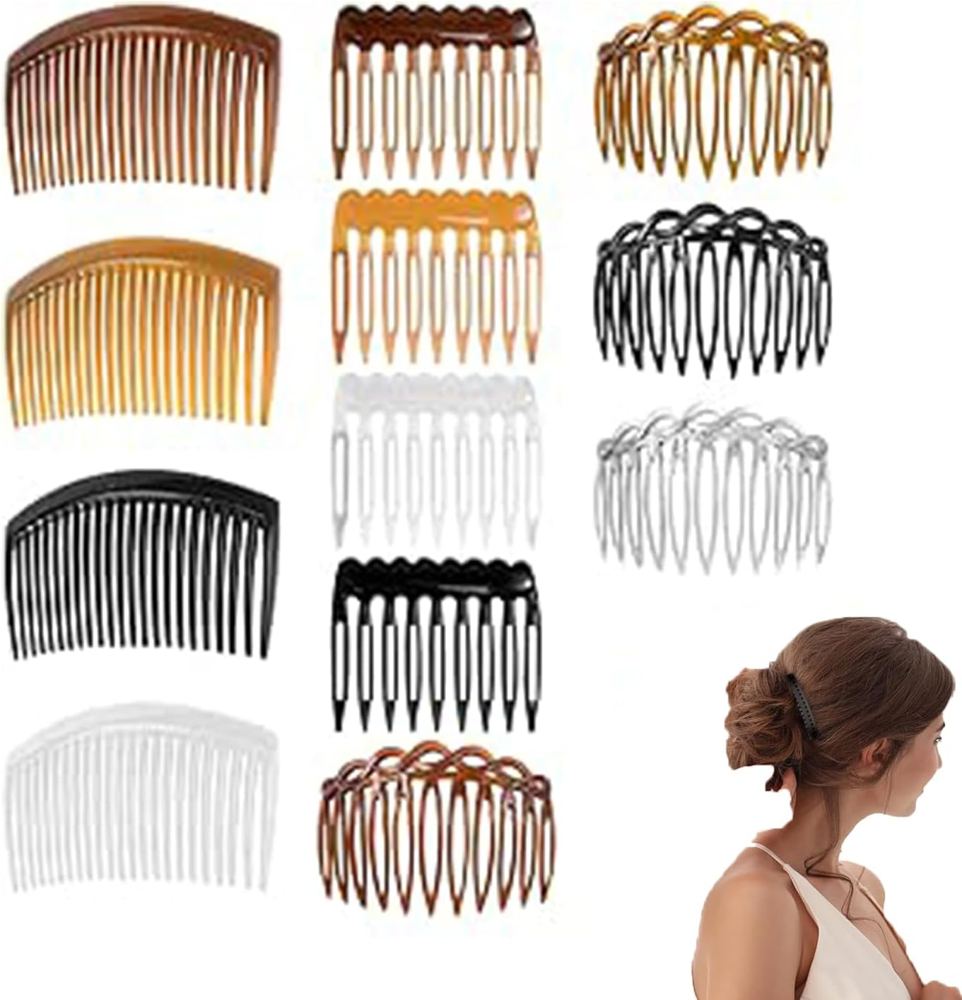 Roczential Comb Clip, Small French Comb, Hair Combs, 12 Pieces Plastic Teeth Hair Combs, Accessories for Women Bridal Wedding Veil Girls Thick and Fine Hair, Plastic Hair Twist Decorative Comb. image number 2