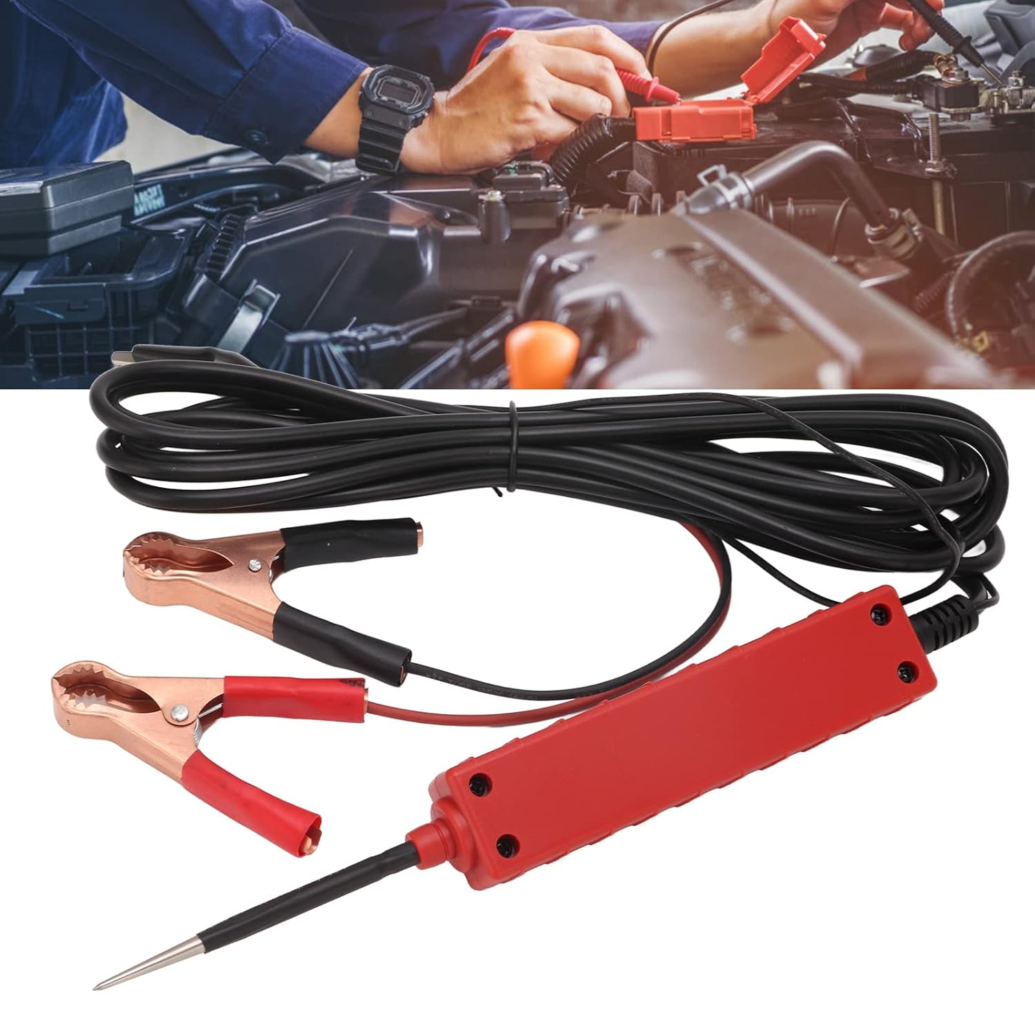 6 24V Auto Electric Circuit Tester, Universal Power Test Probe for Car Electrical System, Long 16Ft Cord, Short Circuit Protection, Multifunctional Diagnostic Tool image number 4