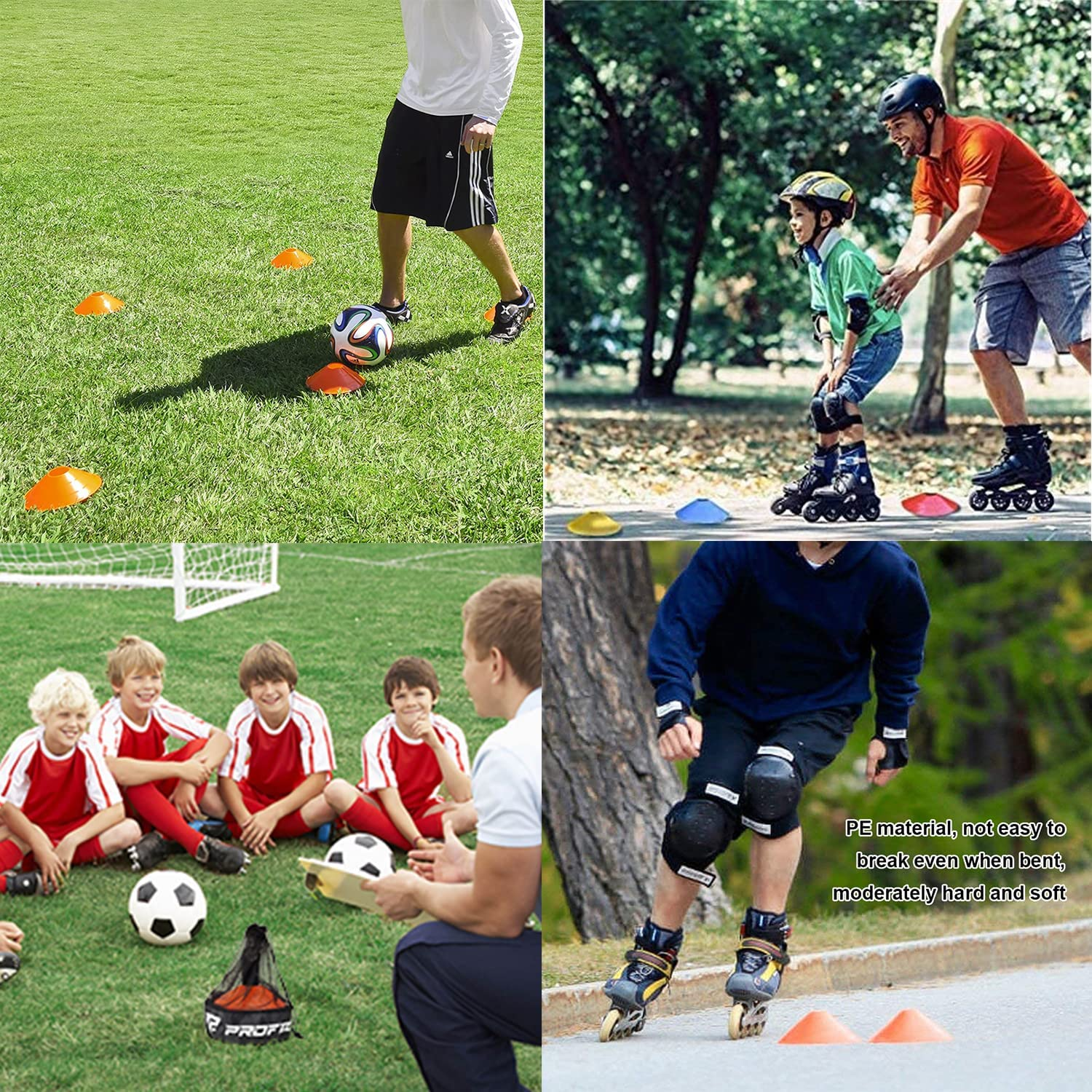 Taicols Agility Field Cones, 20 Pcs Soccer Markers Disc with Net Bag, Pro Disc Cones for Training Football, Soccer Cones Training Equipment for Low Profile Field Markers Training Football Basketball image number 1