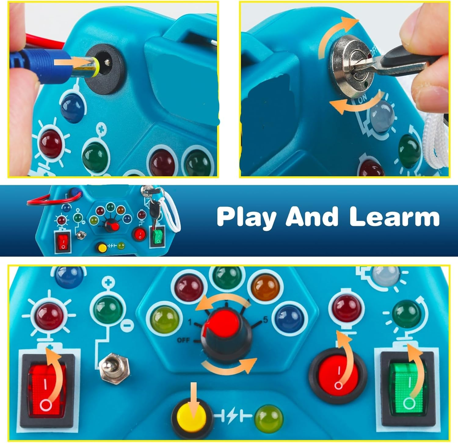 Montessori Toddler Busy Board, 27 LED Light Switches, Montessori Toy for 3-6 Year Old, Kids Sensory Board, Preschool Learning Toys, Sensory Travel, Educational Toys for Christmas and Birthday Gift