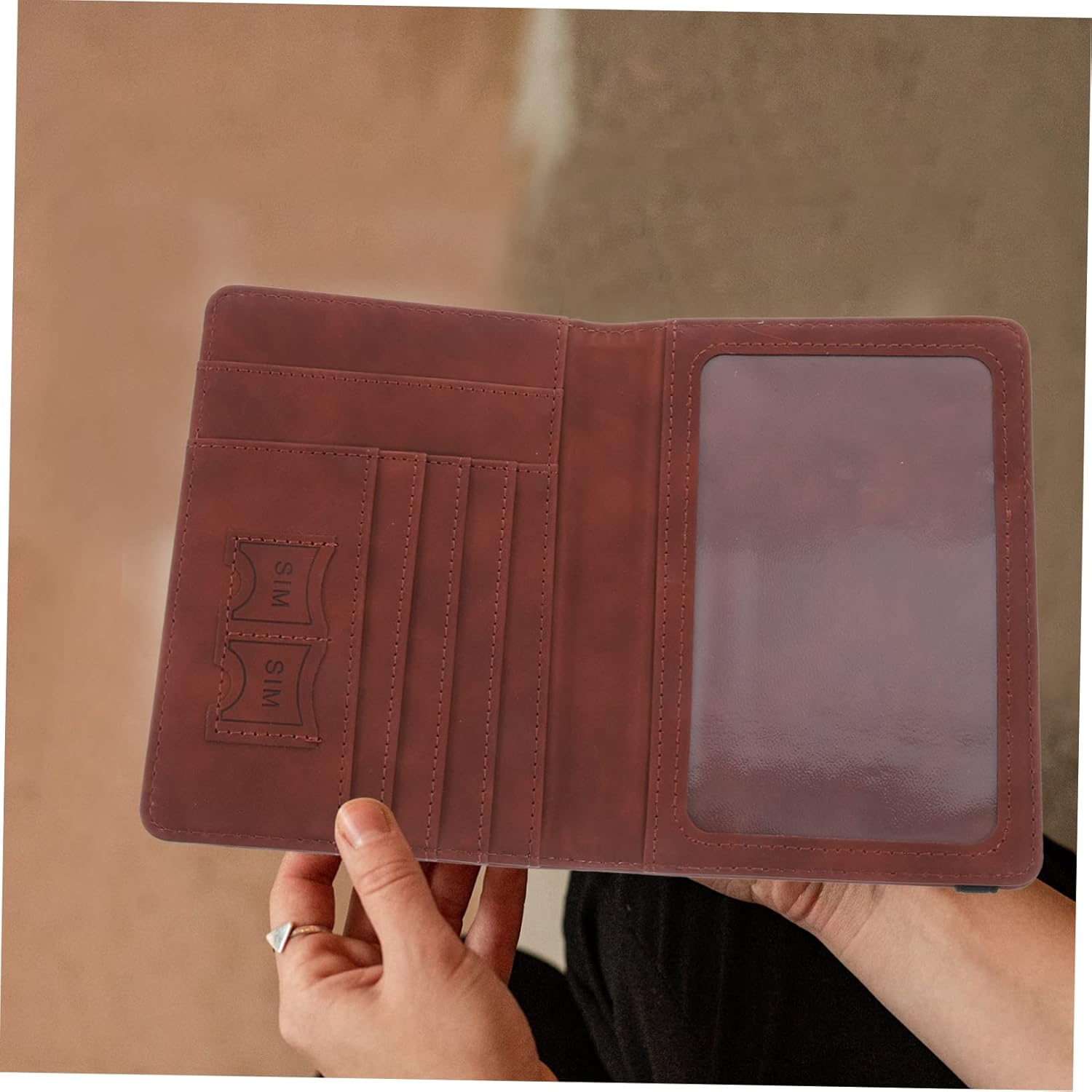 World Map Passport Holder Leather Travel Document Holder Passport Case Multiple Card Slots image number 4