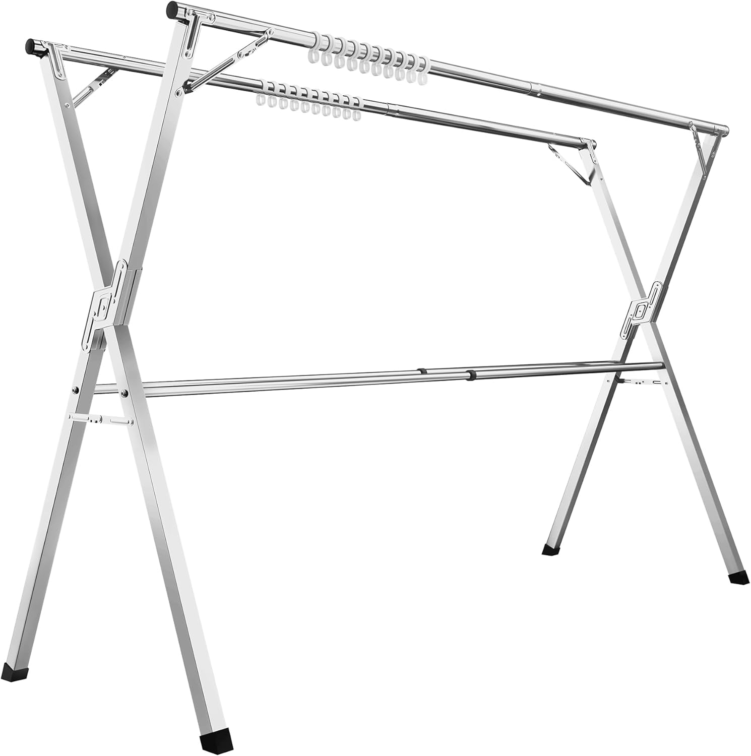 SONGMICS 133-200Cm Extendable Folding Freestanding Indoor Outdoor Clothes Airer Clothes Airer Dove Grey LLR902E01 image number 3