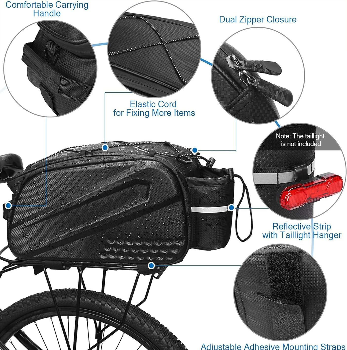 10L Bike Rack Bags, Hard Shell Multifunctional Bicycle Rear Seat Bag Waterproof Cycling Bike Rack Trunk Cargo Bag Outdoor Pannier Bag Handbag Shoulder Bag image number 6