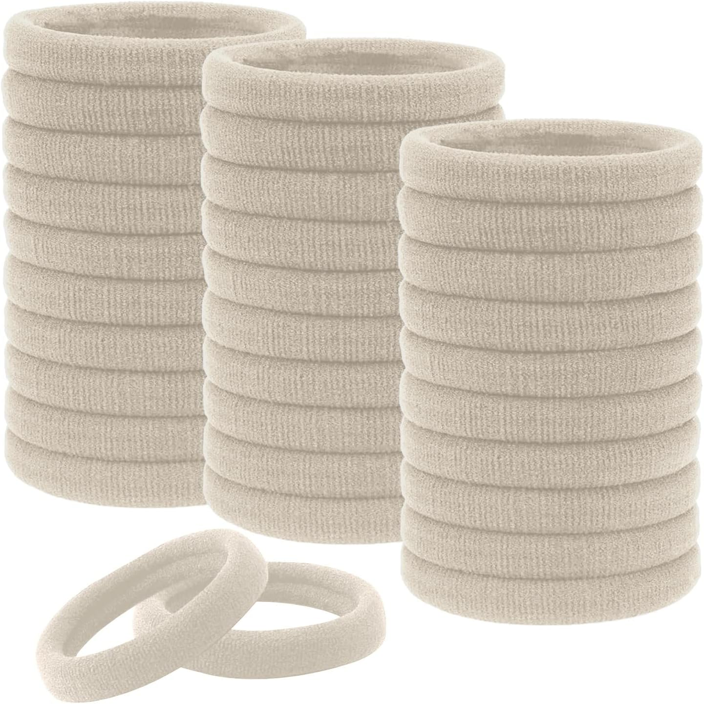 KINDOYO 30 Pack Strong Elastic Hair Ties - Women Girls Soft Hair Bobbles Thick Seamless Cotton Hair Bands Ponytail Holders Hair Accessories