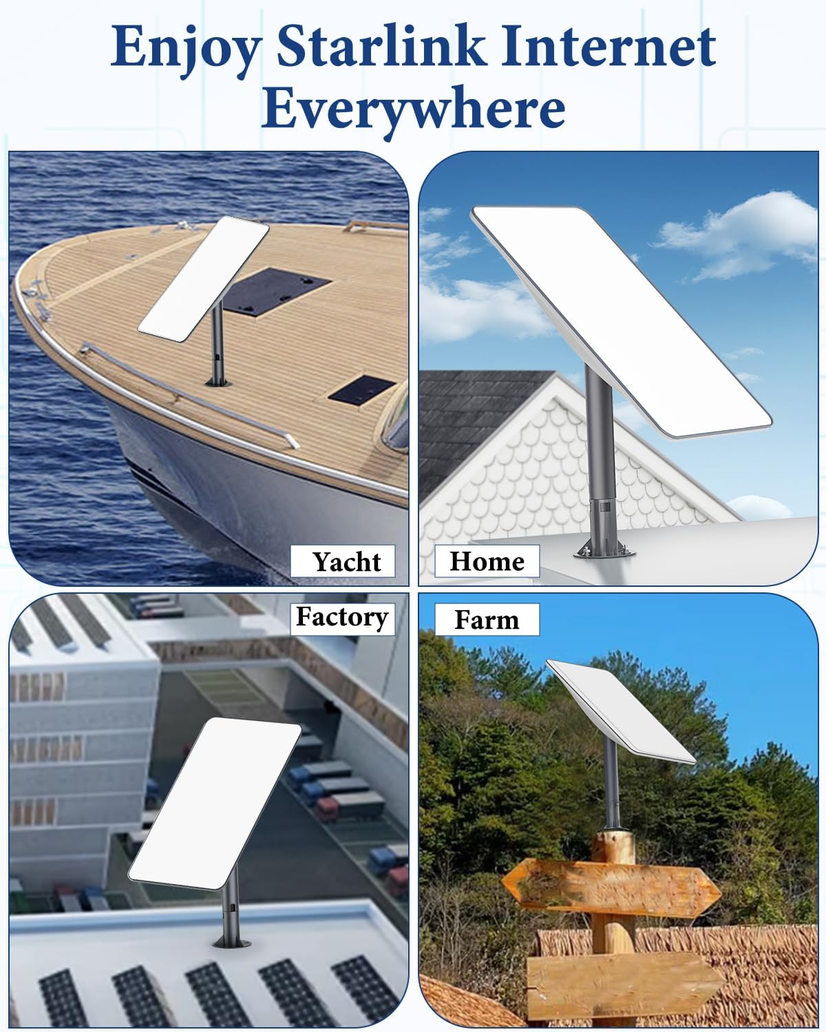 Luxisync Starlink Gen 2 Fixed Base, Stainless Steel Pipe Adapter, Mounting Kit for Starlink Gen 2 Receiver, Wi-Fi Satellite Internet Kit - Dark Gray image number 3