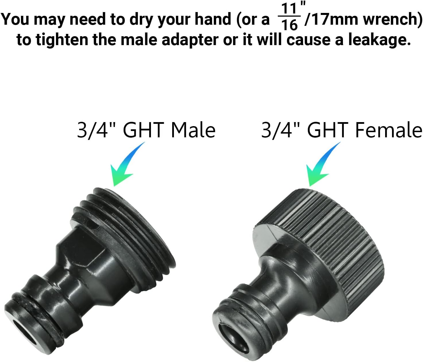 ECOESPTI Quick Connect Garden Hose Fittings, 3/4" Hose/Faucet/Nozzle Quick Connect Adapters, Male & Female Thread Nipple Quick Connectors, 12 Pack image number 6