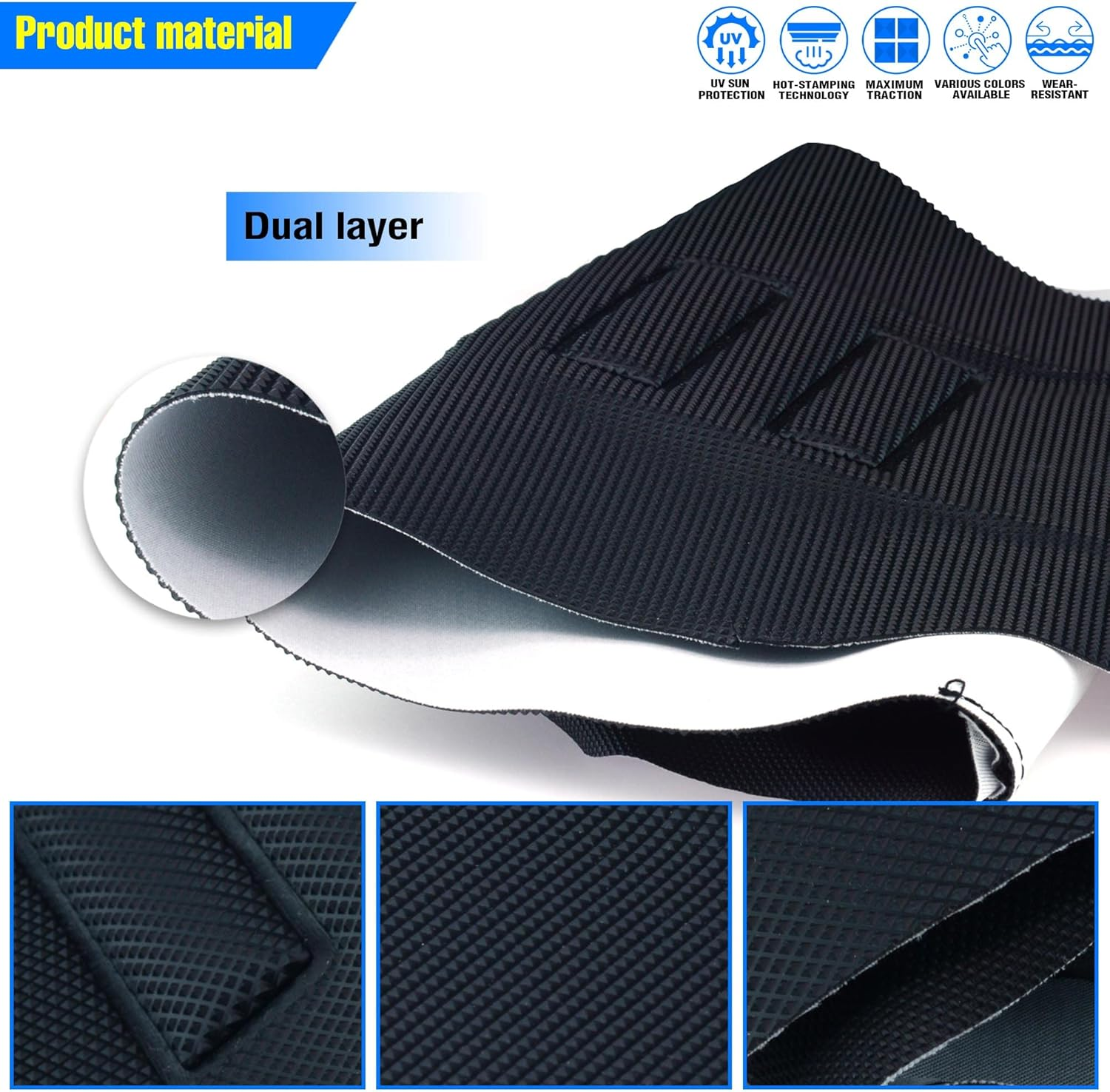 Universal Gripper Soft Seat Cover Diamond Texture for Motobike Dirt Motorcycle MX Cross Enduro Black - Black image number 4