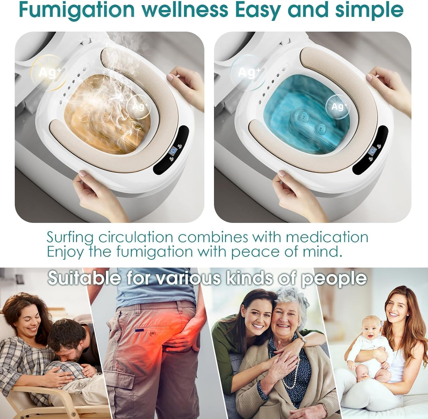 XIULIUU Electric Sitz Bath, Electric Sitz Bath for Hemorrhoids, Electric Sitz Bath for Toilet Seat with Flusher, Sits Bath Kit for Women, Soaked Steam Relief of Inflammation Treatment image number 4