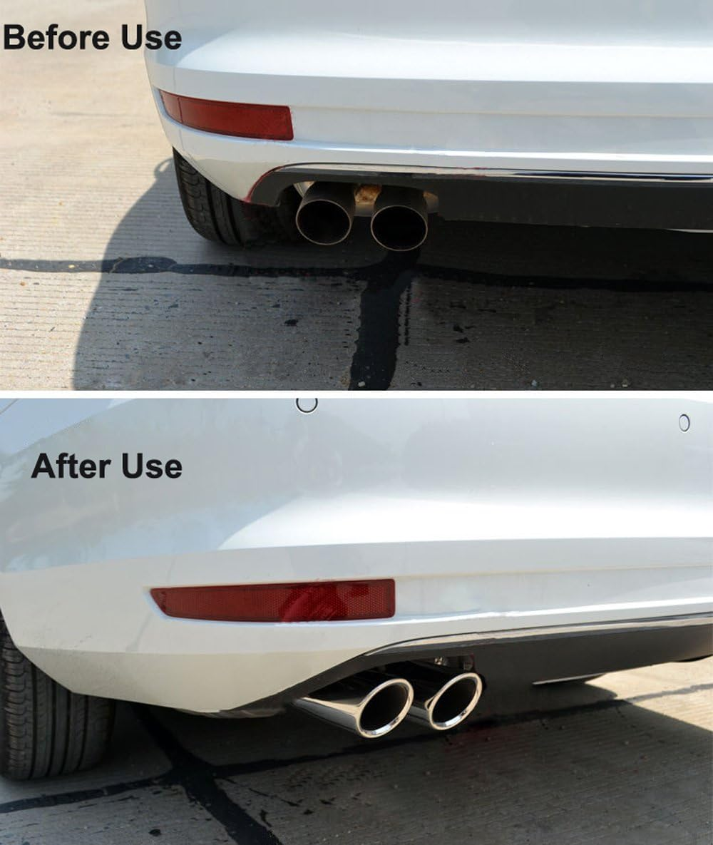 Dsycar Stainless Steel Car Exhaust Muffler Tip Pipes Covers for VW Volkswagen Jetta 2009-2018 / SAGITAR 2011-2015 / Polo 2012-2014 / Golf 7 2013-2015 (Silver) image number 5