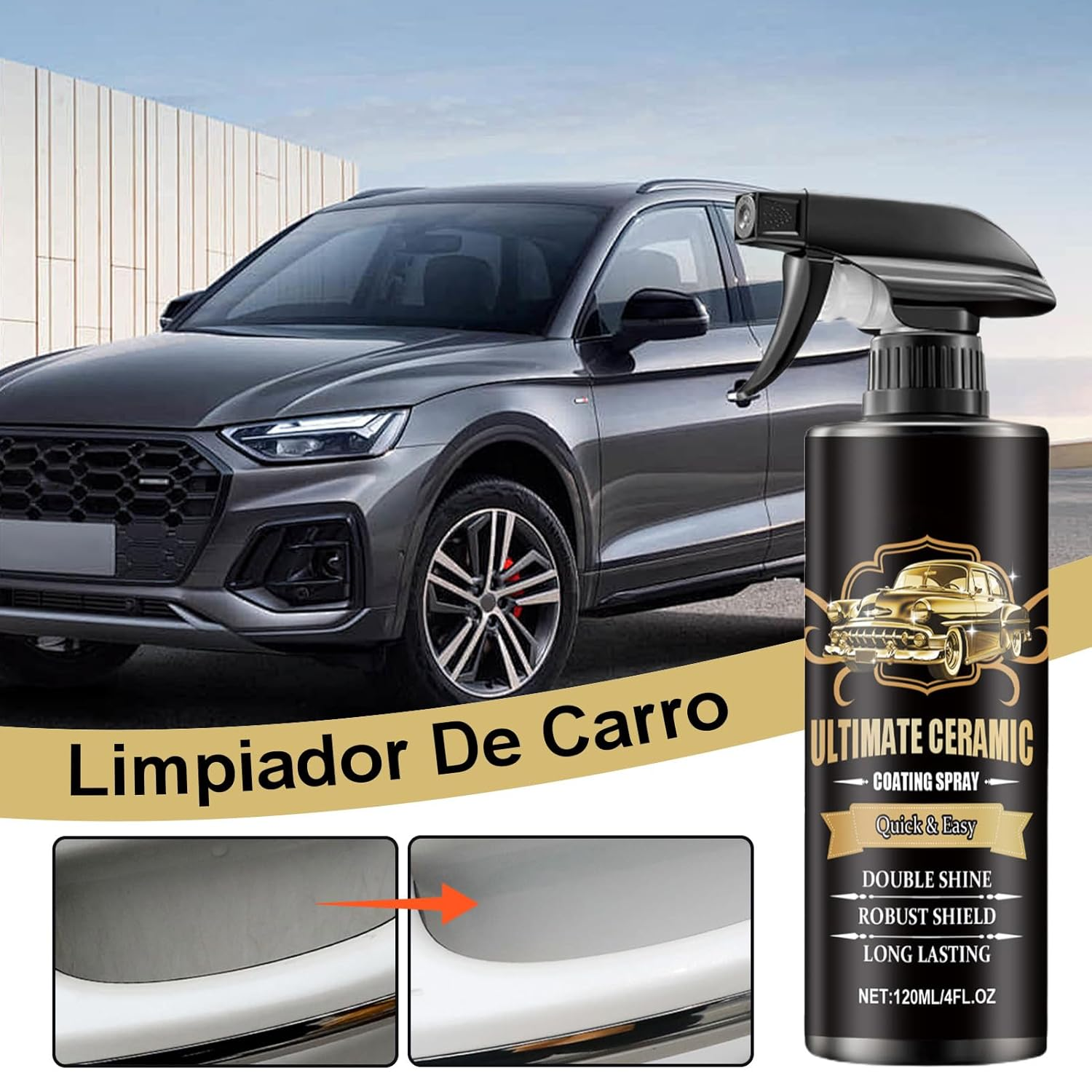 Spray Coating Agent - Multi-Functional 120Ml Ceramic Coating - Automotive Polish, Scratch Removers & Waxes for Truck Headlight Trim RV Marine Windshield Motorcycle image number 3