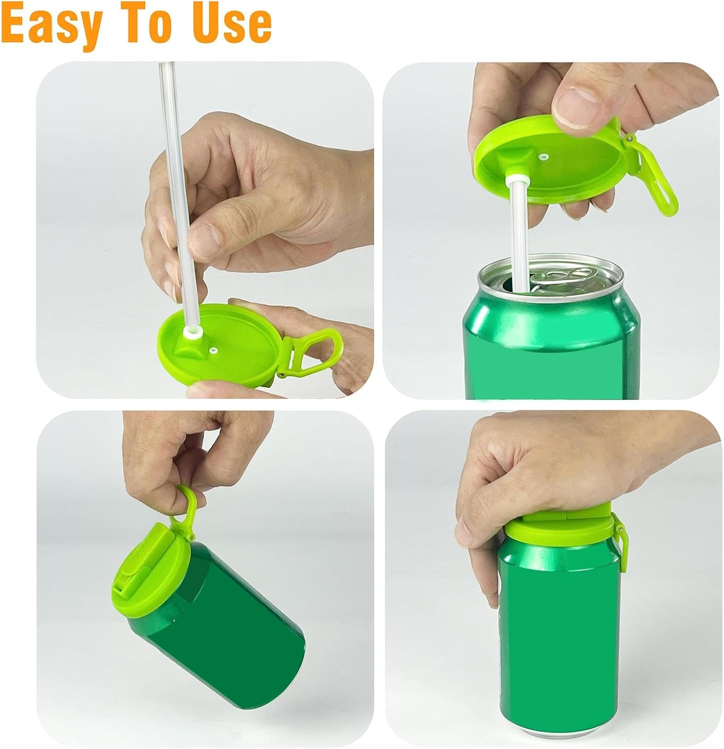 4-Pack Soda Can Lids with Straw,Silicone Straws Soda ​Can Covers,Straw Soda Can Lid,Bpa_Fr Ee, Reusable for Can Covers for Soda, Beverage, Juice,Seltzer,4 Color image number 2