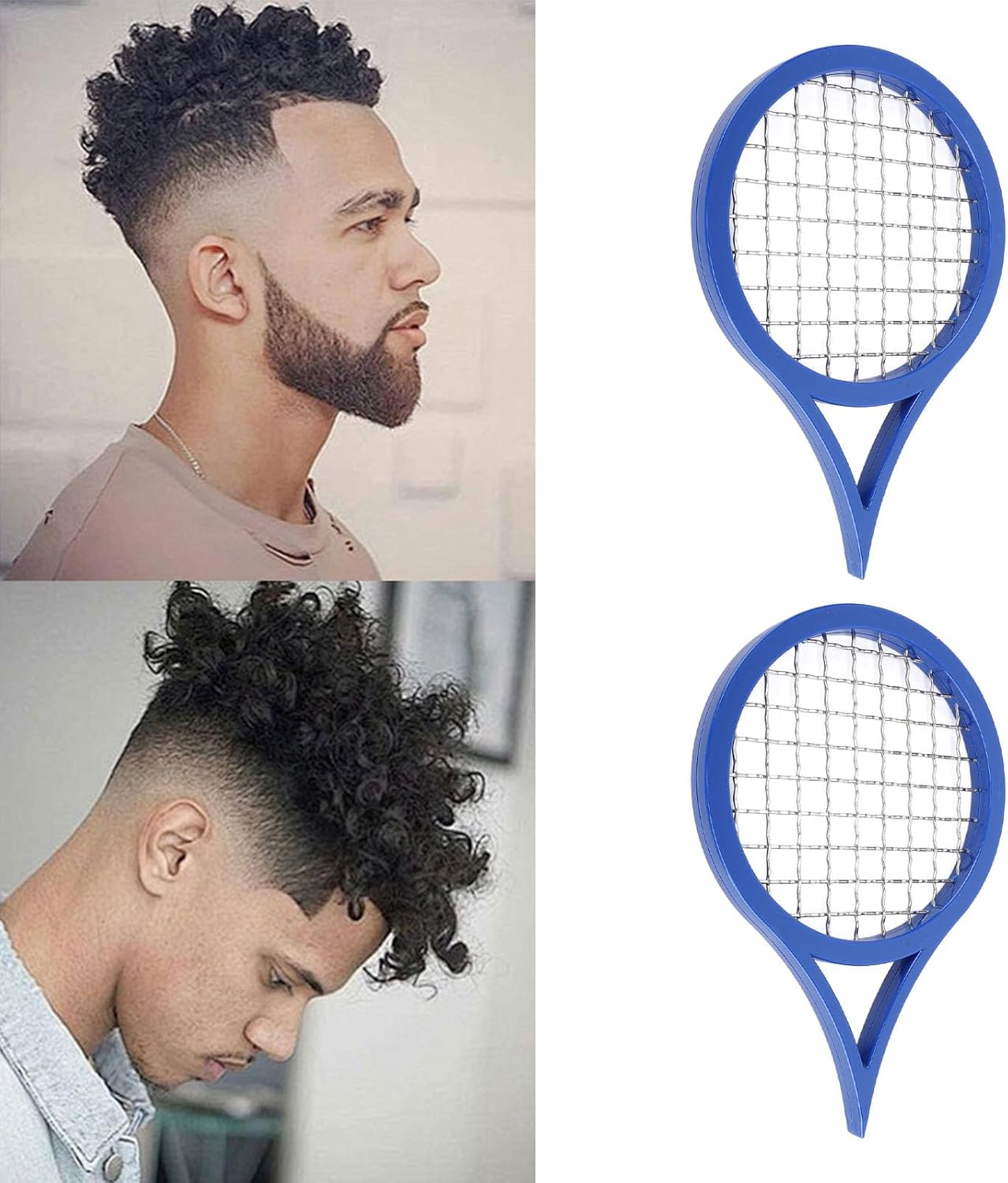 2Pcs Hair Racket Twist Combs, Upgraded Hair Brush for Curls, Portable Curling Brush Hair Twisting Comb, Twist Wave Barber Comb, Hair Coils Comb for Hair Styling (Blue) image number 5