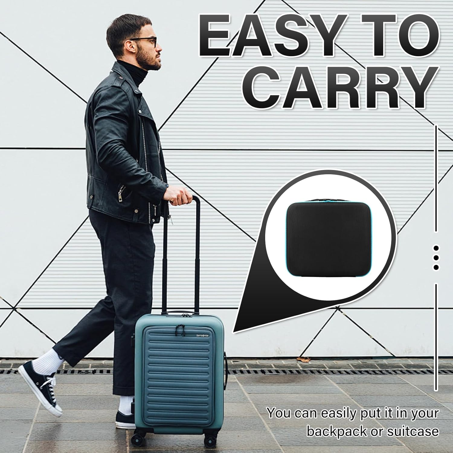 EVA 56 Slot Alcohol Ink Storage Case, Organized Storage Ink Paint Organizer, Easy to Access, with Shockproof Foam Padding, Alcohol Paint Organizer, Portable Hard Shell Box, Large Capacity (Blue)