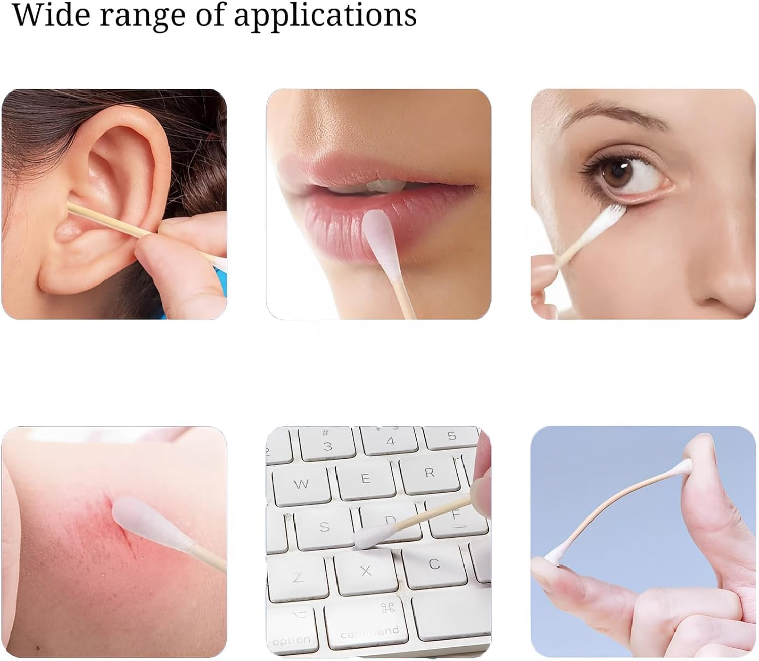 600 Pcs Cotton Buds, Ear Buds Cotton, Cotton Swabs, Ear Cotton Buds, Bamboo Cotton Buds, Multipurpose Cotton Swabs, Biodegradable Ear Cotton Buds, for Ear Cleaning Makeup Cleaning