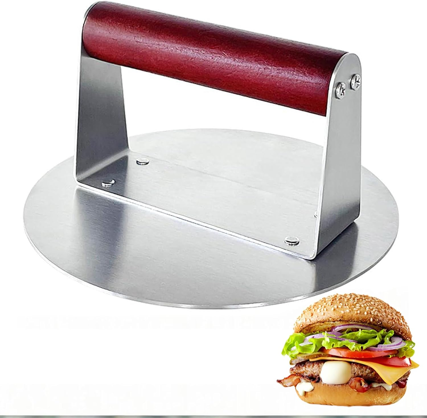 Stainless Steel Burger Crusher, 5.5-Inch round Crusher with Scald Resistant Handle for Crushing Burgers, Bacon, Ground Beef, Meat and Sausage image number 2