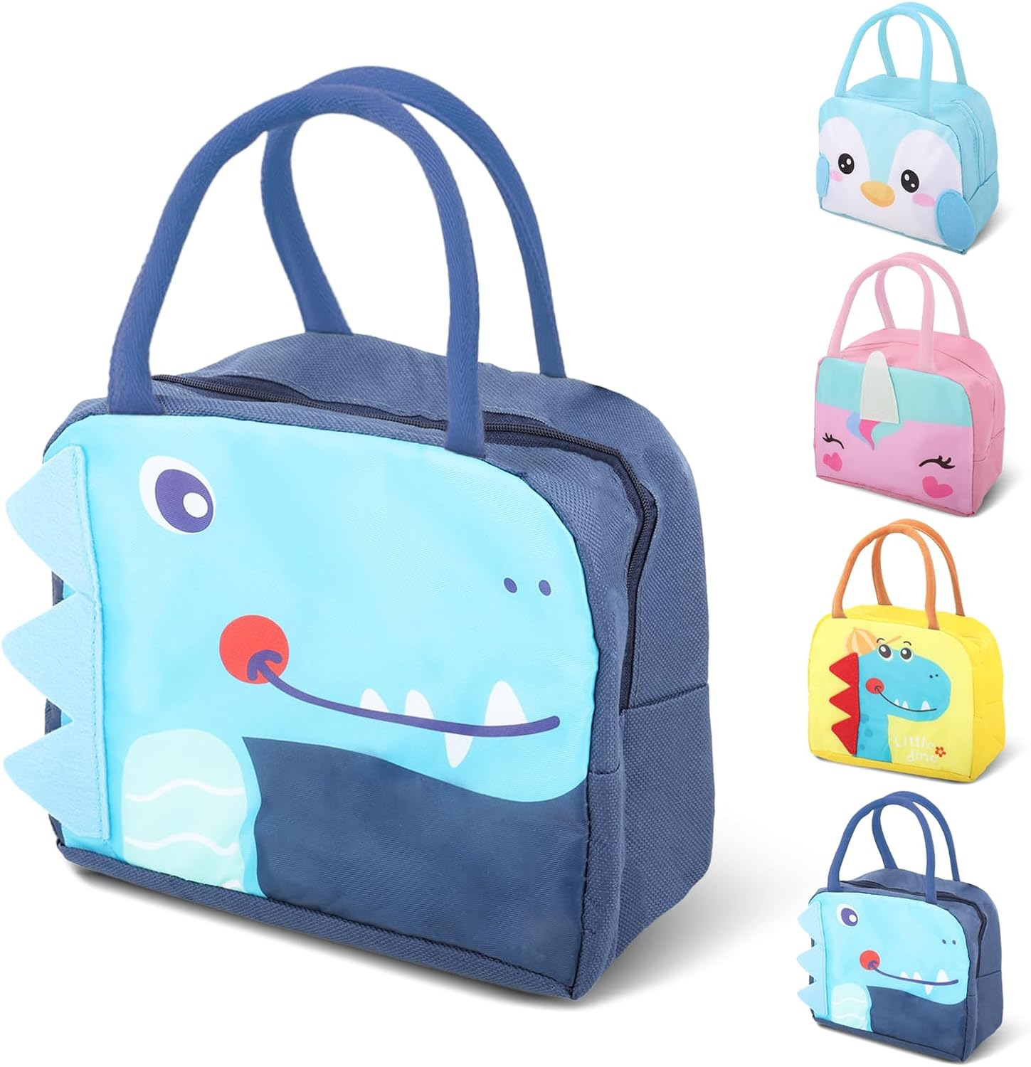 Kids Lunch Bag for Girls Boys, Reusable Insulated Cooler Lunch Bag, Small Cute Lunch Bag for Picnic Travel School (Light Blue)