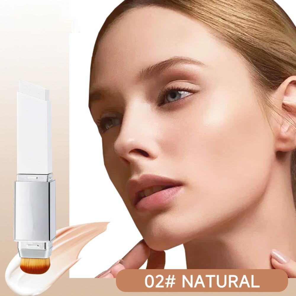 Depehelp Color-Changing Foundation Stick Medium to Full Coverage Dewy Finish Base Makeup, with Detachable Brush, Dewy Finish Base Makeup for Daily & On-The-Go (NATURAL) - Dark Skin image number 3