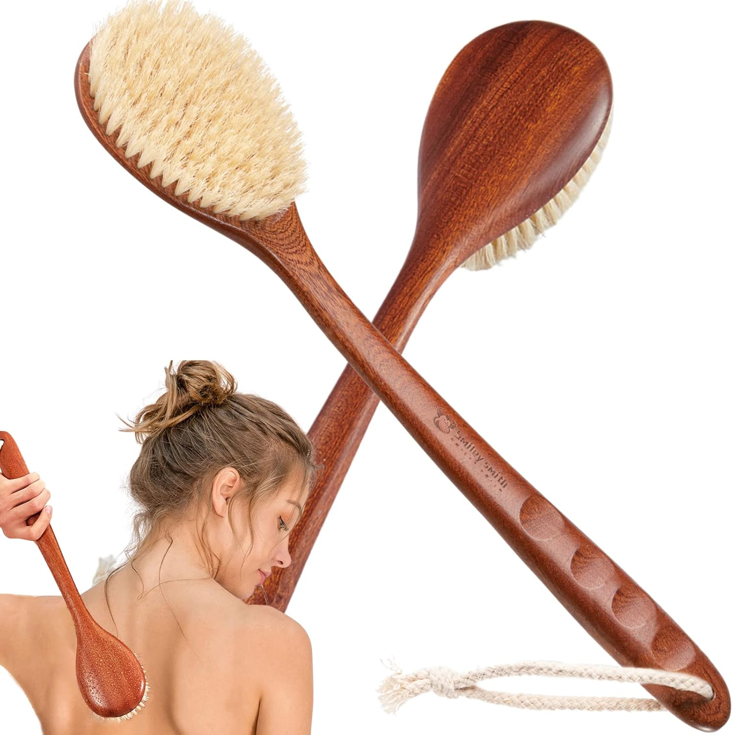 Focused on the Bathing Experience with Dry Brushing Body Brush, Long Wooden Handle with Back Scrubber ,Shower Brush for Exfoliator Skin and Remove Dead Skin Cells,For Advanced Users Dry Body Brush image number 1