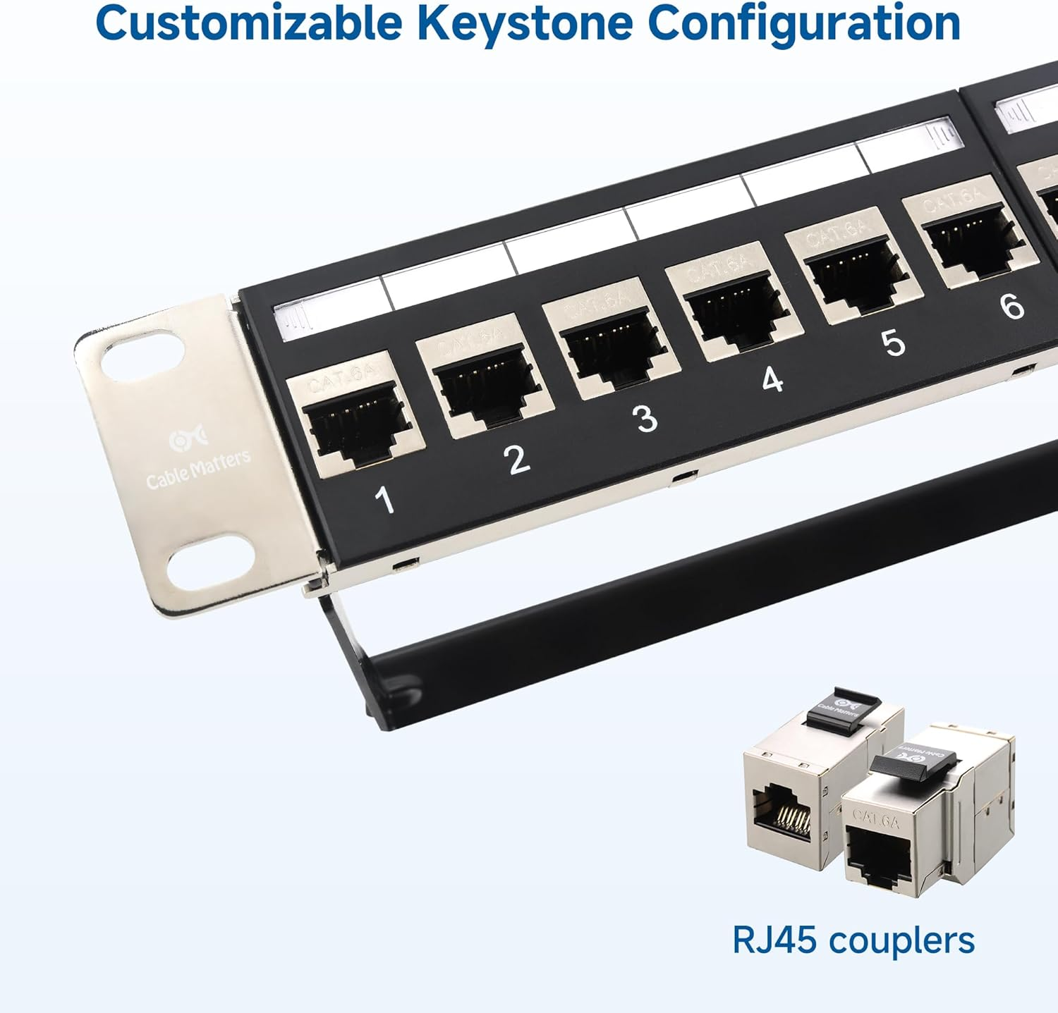Cable Matters 1U 19-Inch 24-Port 10Gbps Cat6A Ethernet Patch Panel with Inline Keystone and Cable Management Bar, Rackmount or Wall Mount RJ45 Patch Panel image number 6