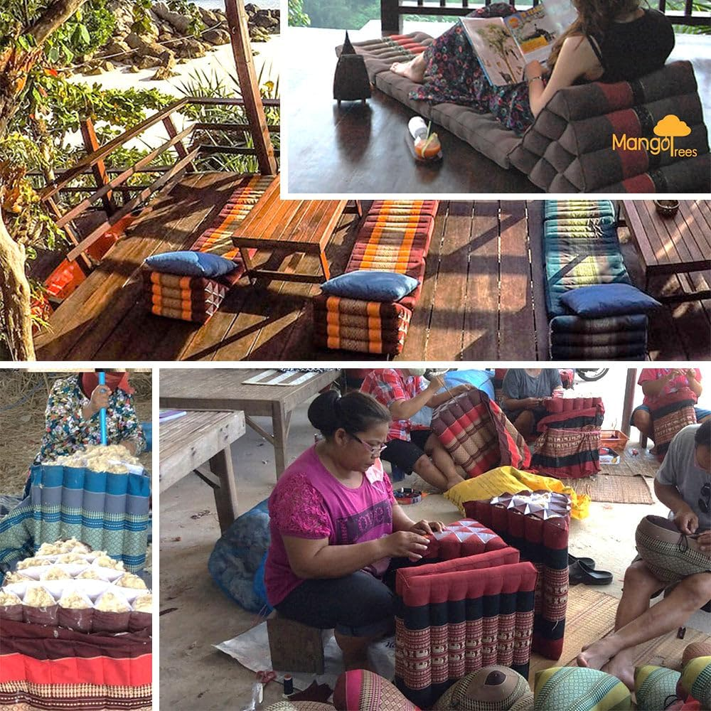 Mango Trees Thai Large Triangle Pillow 3 Fold Outdoor Mattress Cushion Best Gift 3FOLDS Day Bed
