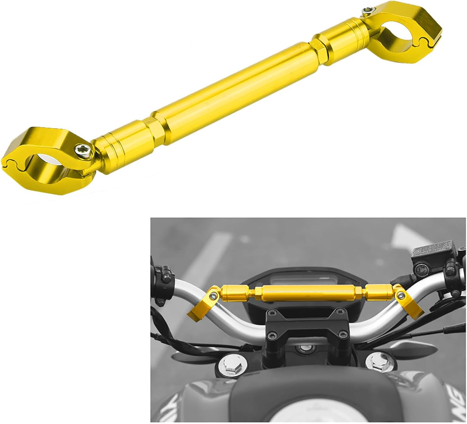 Adjustable Universal 22Mm Motorcycle Handlebar Cross Bar - High Strength Tool for Easy Installation, Black (Black #02)