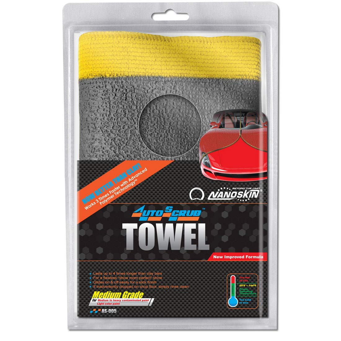 Nanoskin AUTOSCRUB Surface Prep Towel Fine Grade- Patented Clay Bar Replacement Tool to Remove Embedded Contaminants before Wax & Coating | Safe for Painted Surface, Glass, Plastic, Metal & More