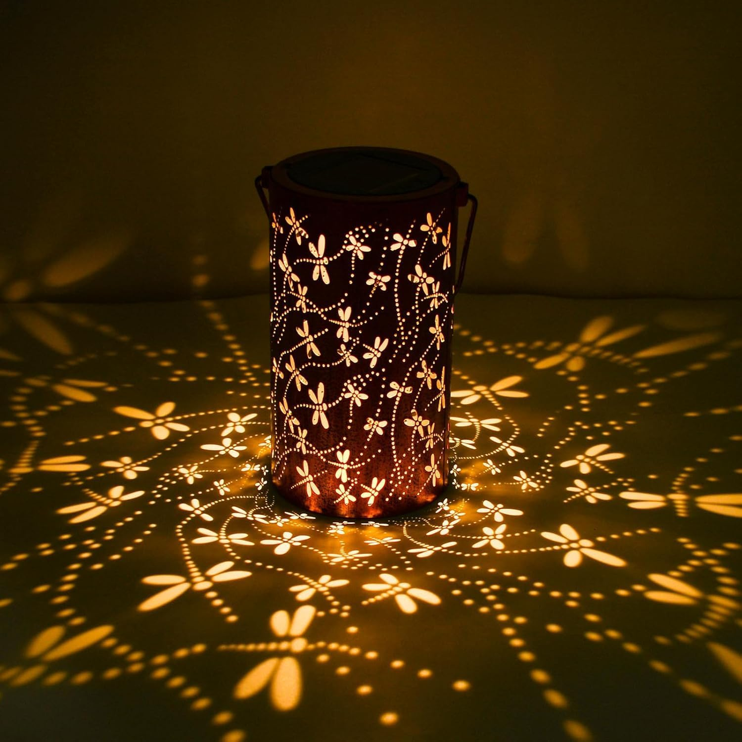 Solar Lanterns Outdoor, ZHJLIXU Hanging Lantern Lights Waterproof, Dragonfly Hollowed-Out Metal Solar Powered LED Garden Light - Delicate Garden Decor for Patio, Yard, Pathway, Landscape image number 1