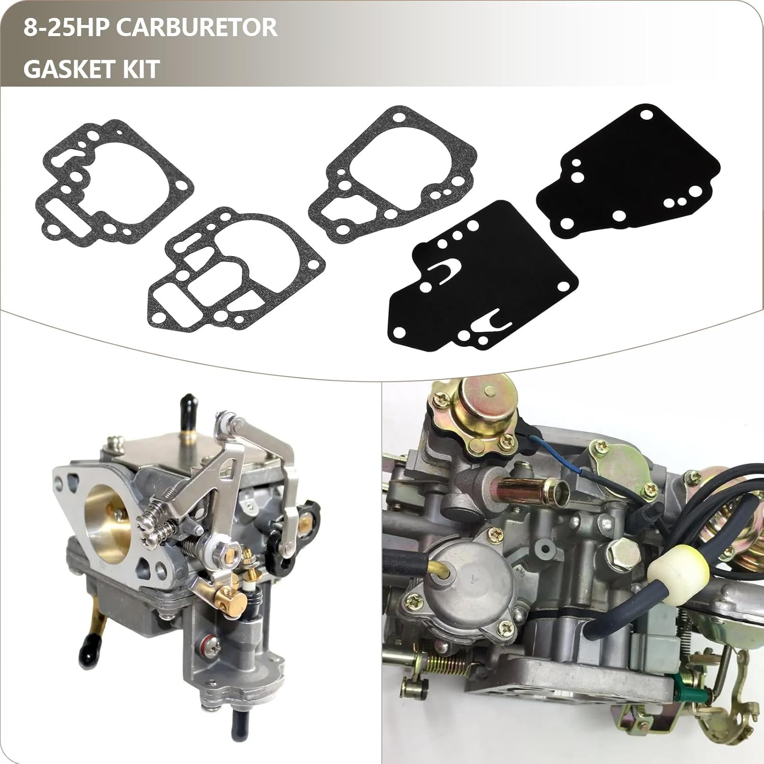 Emagtech 1Set Carb Gasket Kit 8-25Hp Replacement Part 1395-9761-1 1395-811357 1395-9645 Carburetor Repair Kit Compatible with Mercury Carb image number 6
