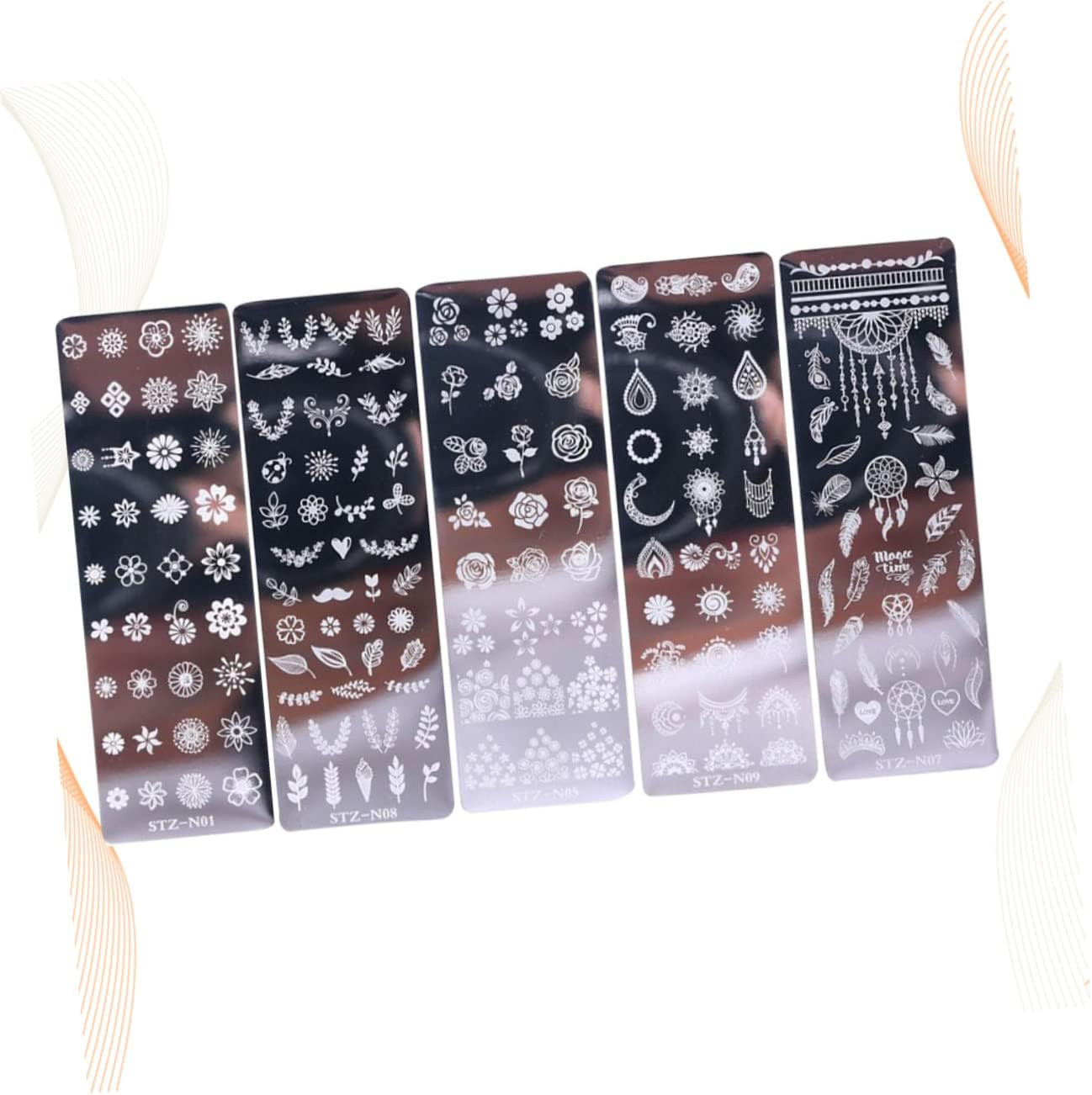 Nail Art Stamping Plates Set of 5 Floral Butterfly Nail Templates DIY for Women and Girls image number 3