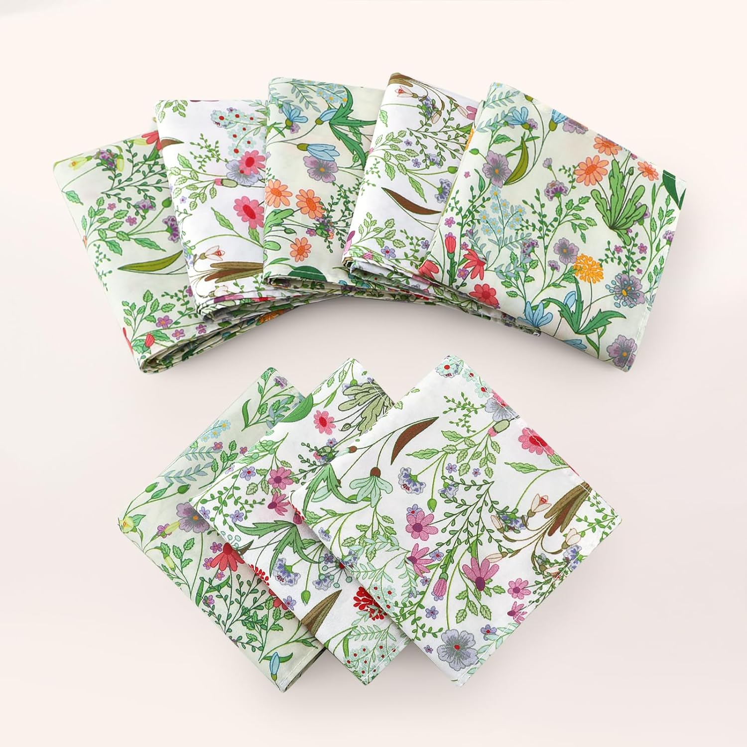 HOULIFE Handkerchiefs for Women, Vintage Ladies Flower Handkerchief Soft Cotton Floral Printing Hankies Assorted Colors image number 2