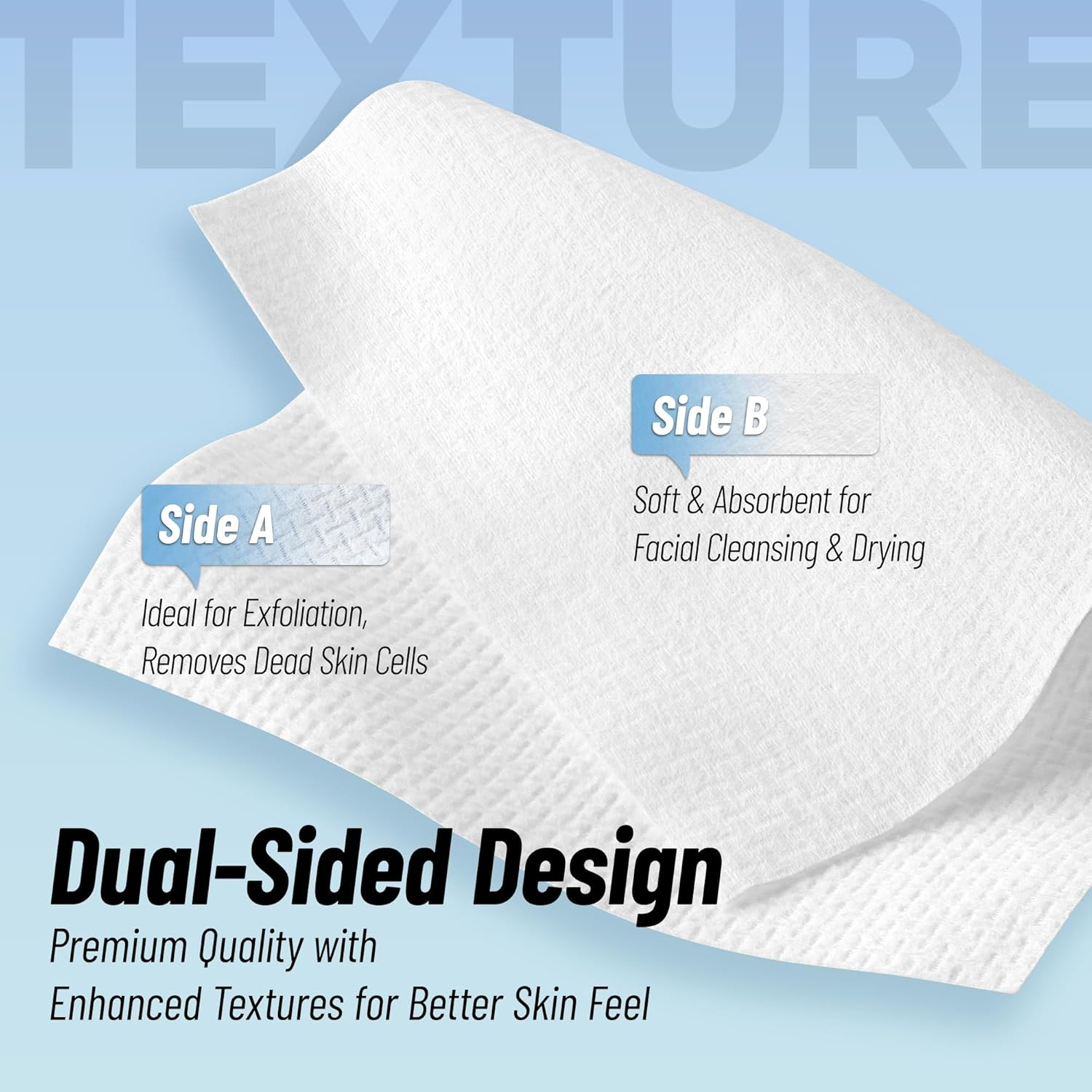 Laucot XL Disposable Face Towels | 50 Count, 100% Biodegradable, Ultra Soft & Larger (10"X12") | Bio-Based Fiber, Sustainable & Gentle for Sensitive Skin and Makeup Removal image number 5