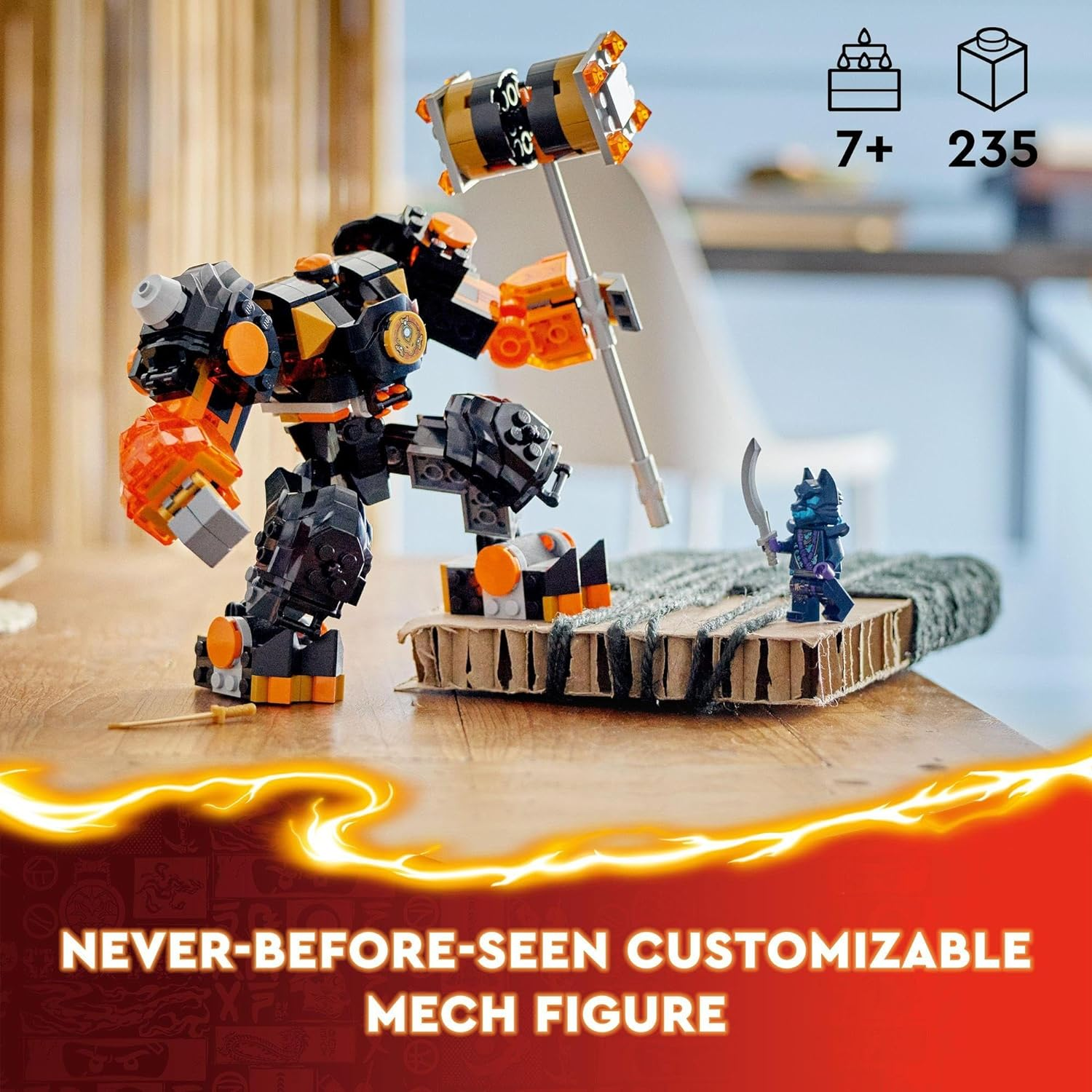 LEGO NINJAGO Cole&rsquo;S Elemental Earth Mech Set, Collectible Ninja Toy for 7 plus Year Old Boys and Girls, Action Figure with Cole Minifigure, Kids Toy Treat for Dragons Rising Fans 71806 image number 1