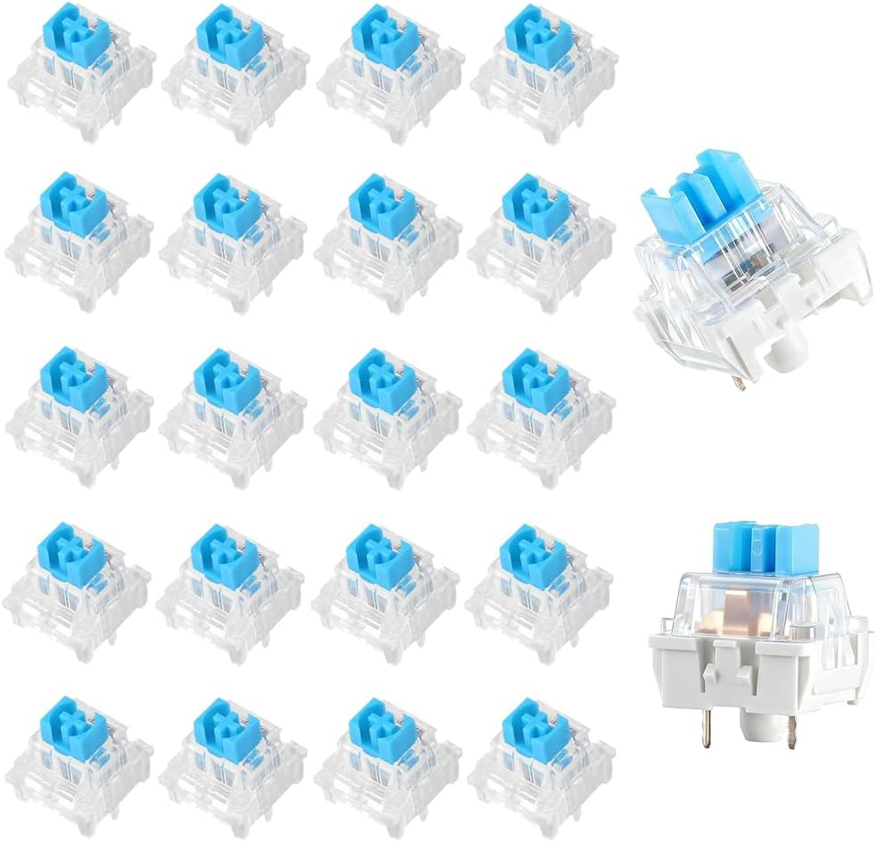 Lymizhuo 20Pcs 3-Pin Blue Keyboard Switches - Dustproof Mechanical Keyboard Clickers for Gaming Keyboards | Smooth & Durable Replacement Switches image number 6