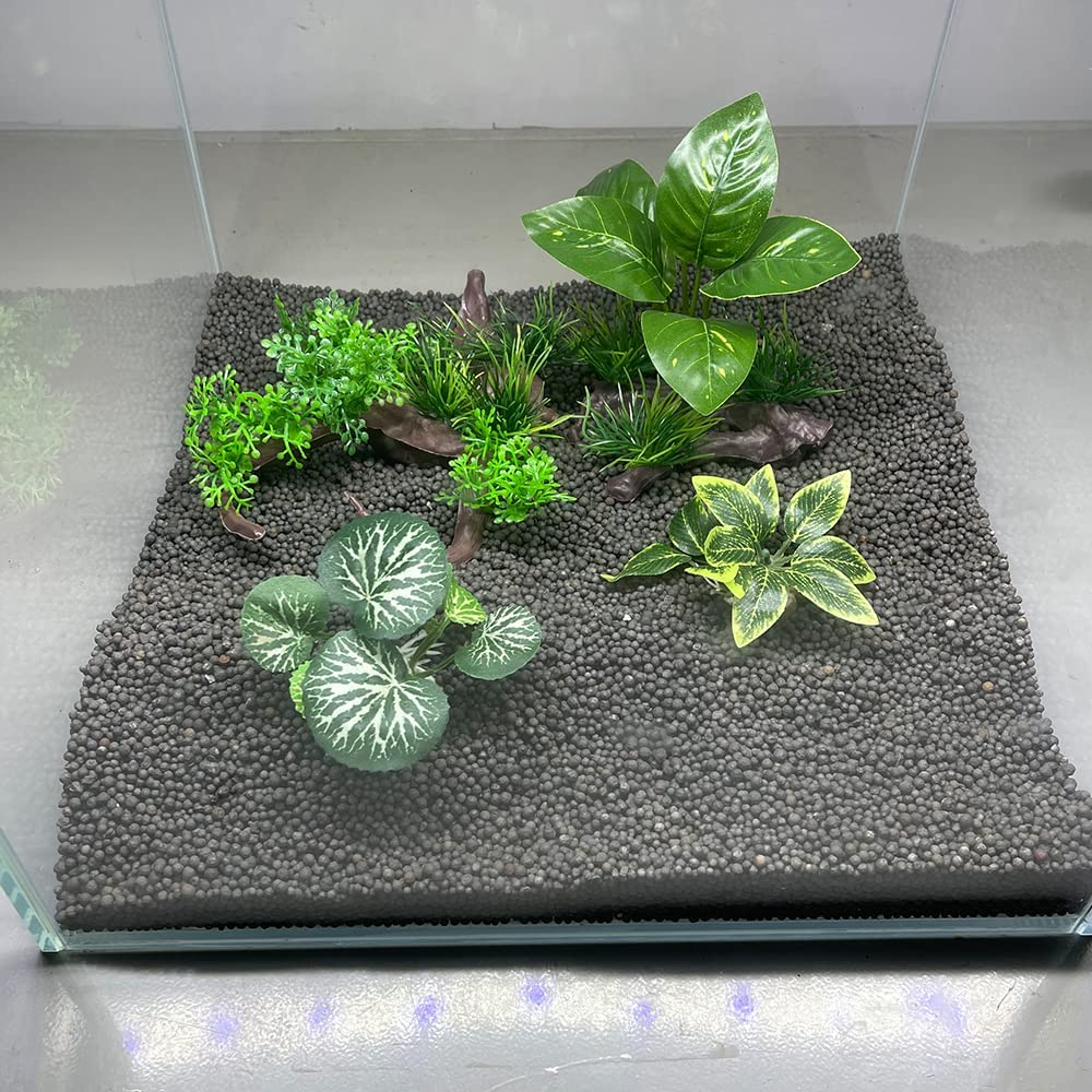 Aquarium Plants Fish Tank Decorations Composite Plastic Artificial Plant Goldfish Waterscape Fish Hides Plastic Driftwood Silk Leaf Set (Type-A) image number 6