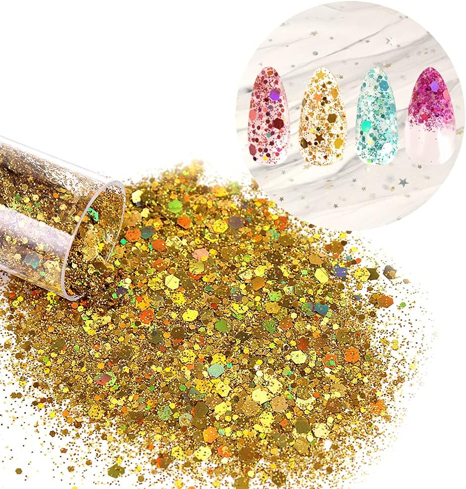 Chunky and Fine Glitter Mix, Estanoite 36 Colors Chunky Sequins & Fine Glitter Powder Mix, Cosmetic Makeup Flakes for Face Body Eye Nail Art Resin Epoxy image number 1