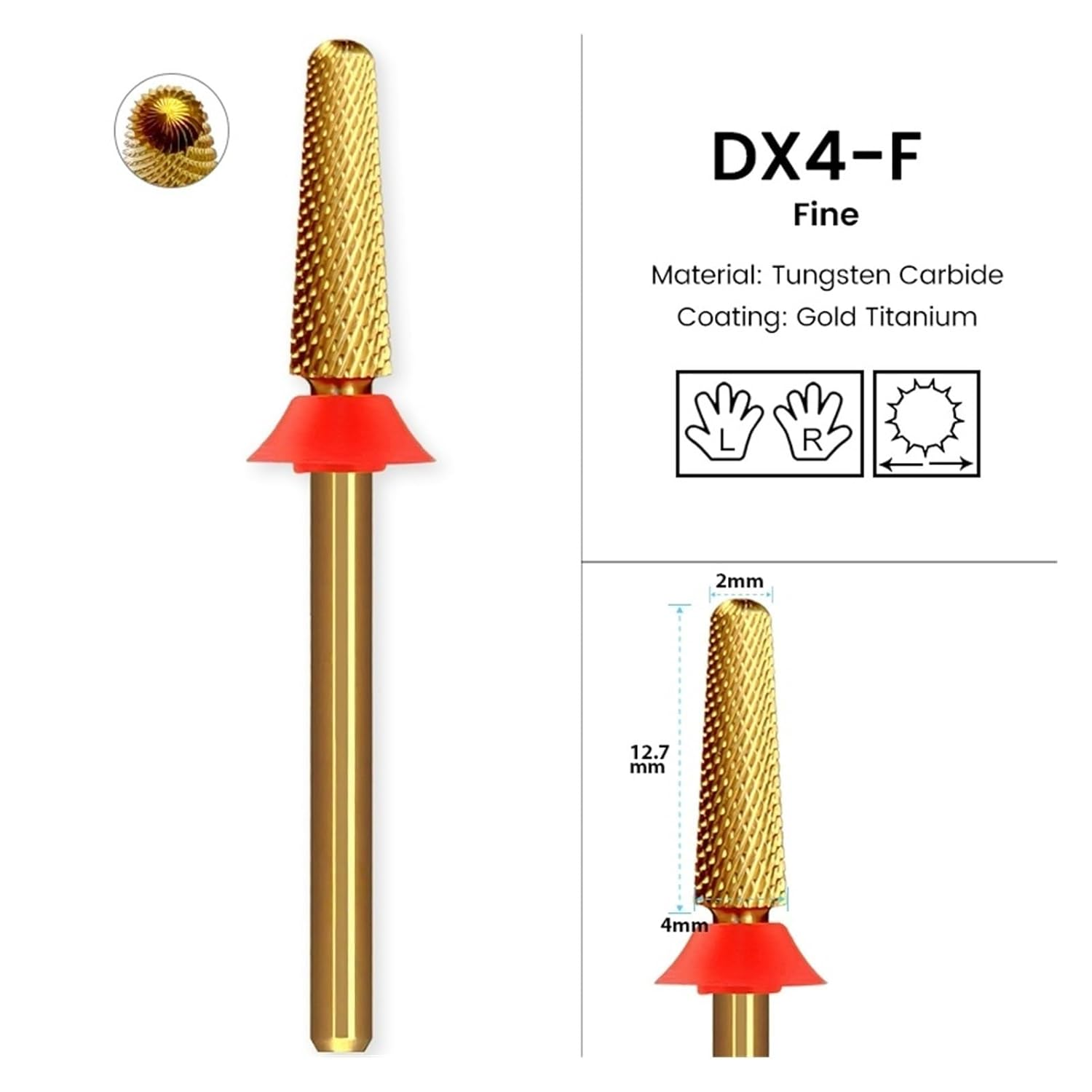 Yulaninu 3/32 Inch Cone Nail Drill Bits Carbide Tapered Left Right Hand Manicure Tool - Dx4-C image number 5