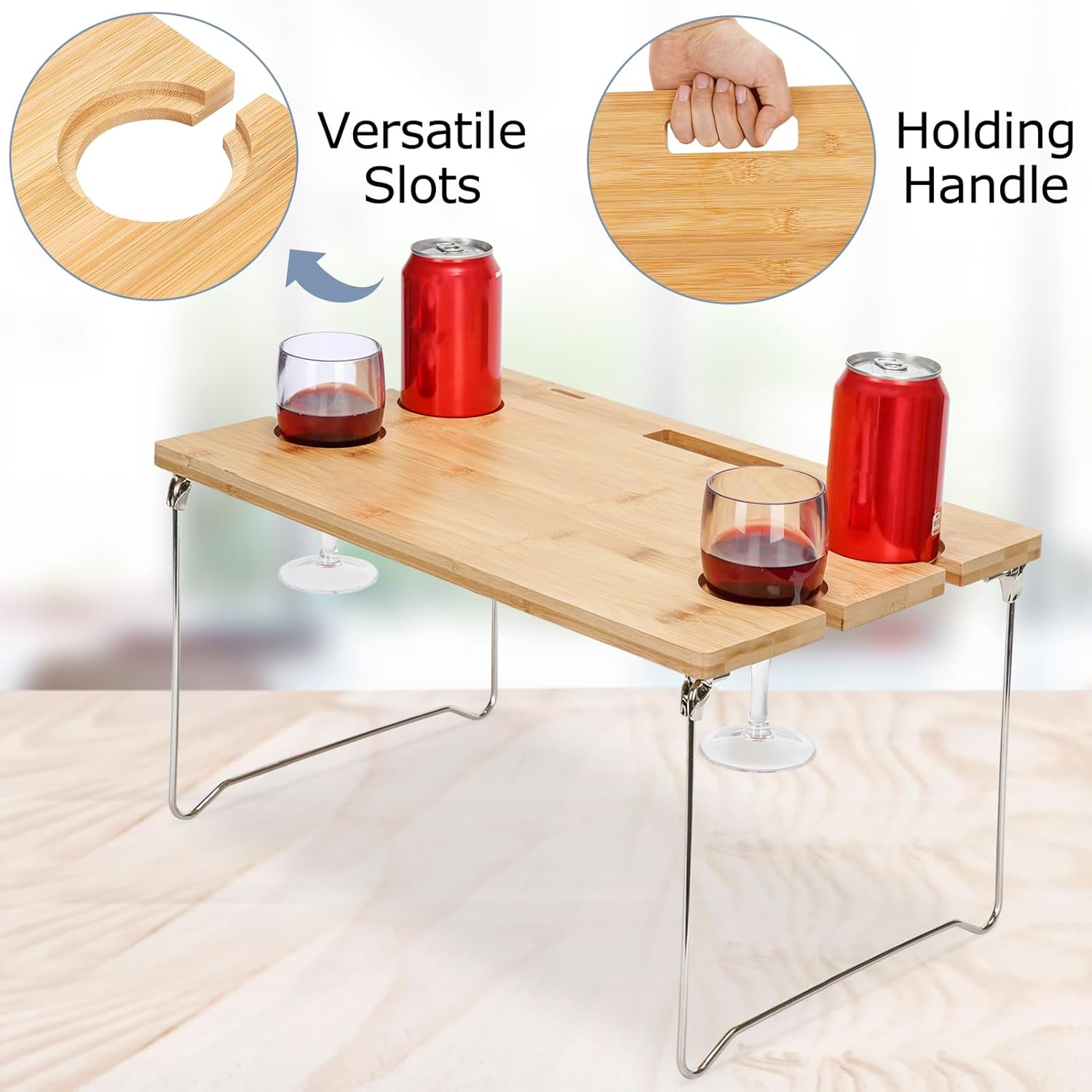 Luxury Picnic Basket, Wicker Picnic Set for 4, Picnic Hamper with Blanket & Portable Table for Camping and Outdoor Party - Gray image number 5