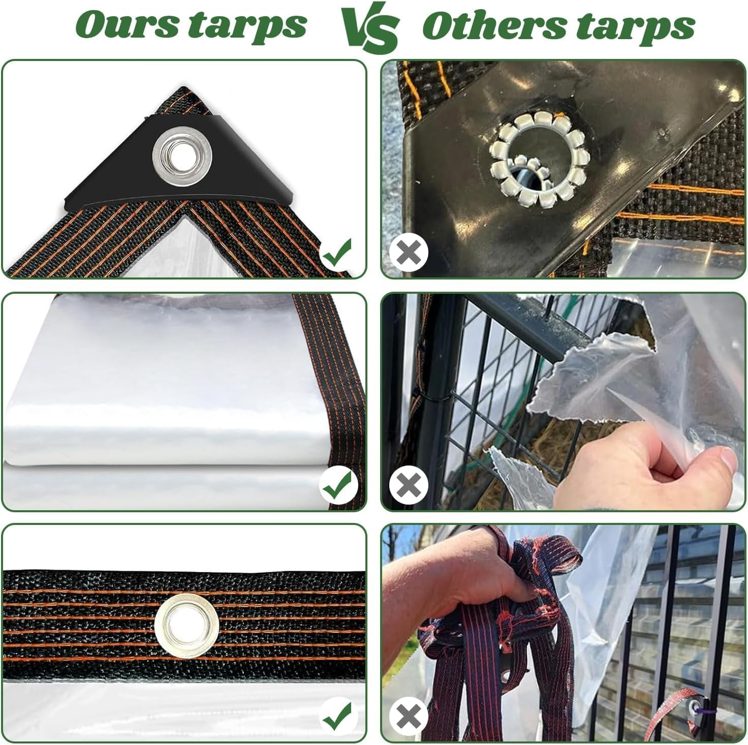 MLUOTALY Thicken Clear Tarp Waterproof, Transparent Heavy Duty Tarpaulin with Eyelets and Elastic Band, Clear Vinyl Tarp for Patio, Gazebo, Terraces, Wind Protection (2 * 4M) image number 2