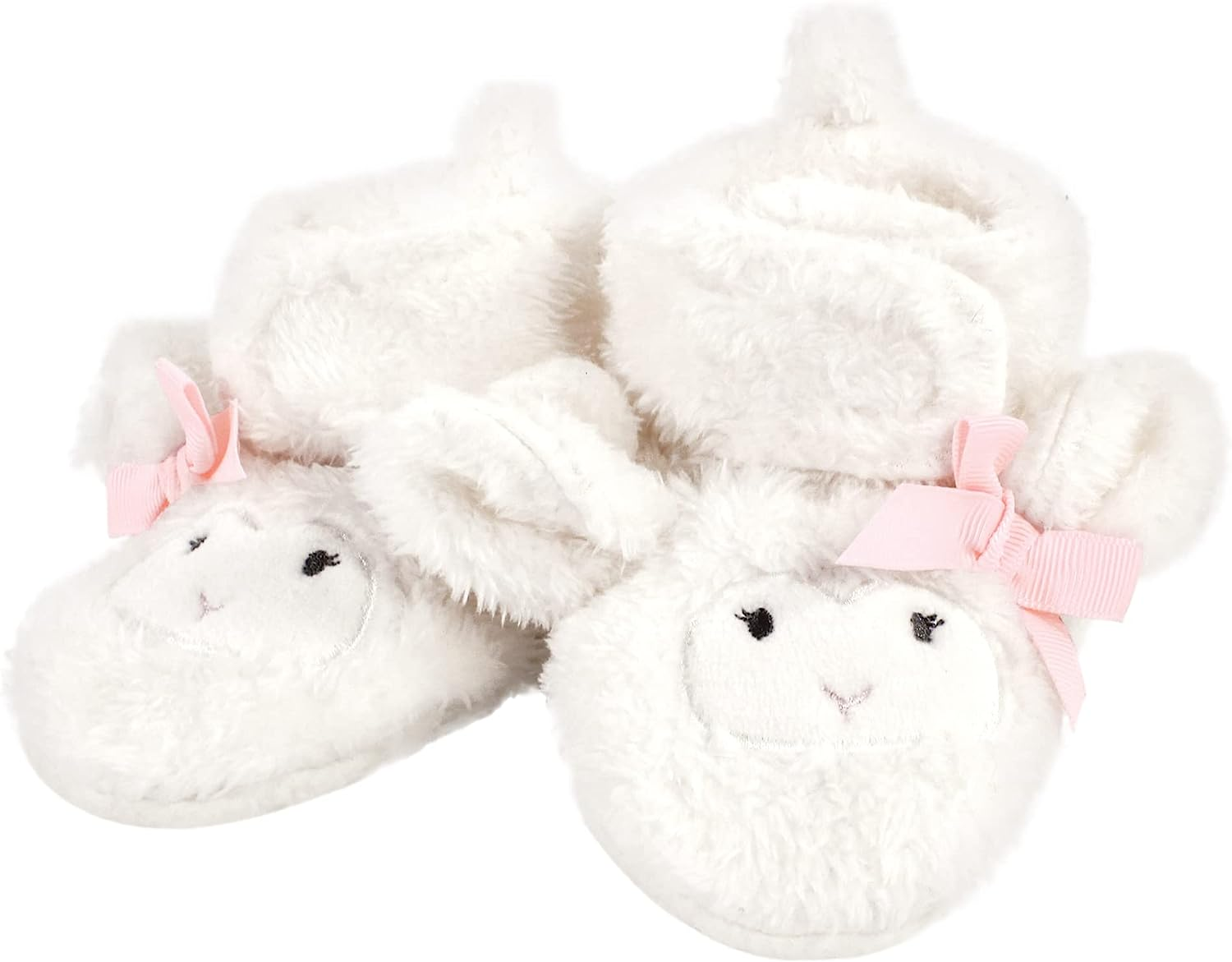 Hudson Baby Unisex Baby Animal Fleece Booties 2-Pack, Gray Elephant Lamb image number 2